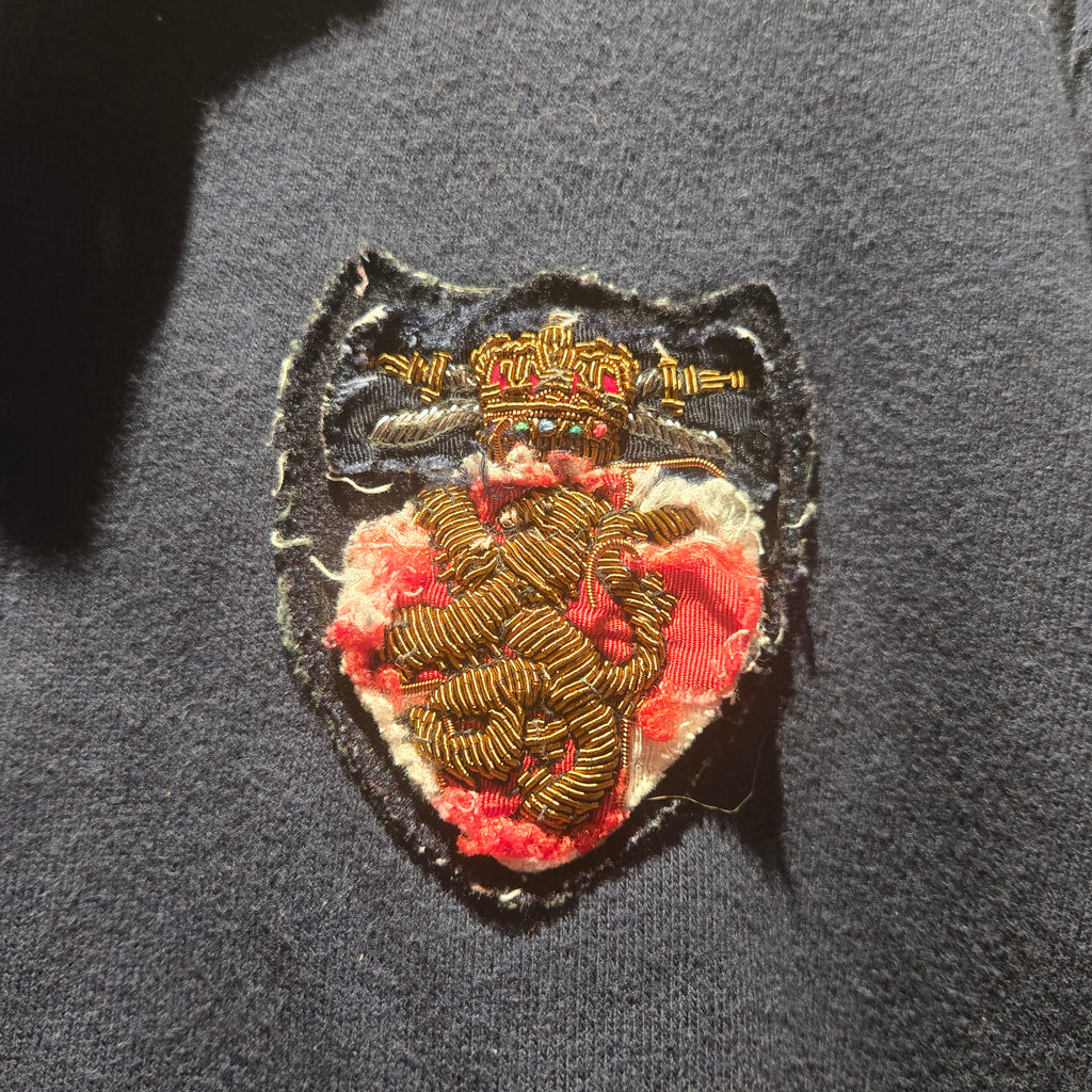 VTG Polo Ralph Lauren Shirt Mens VTG Patches Crest Navy Long Sleeve Rugby: XXL