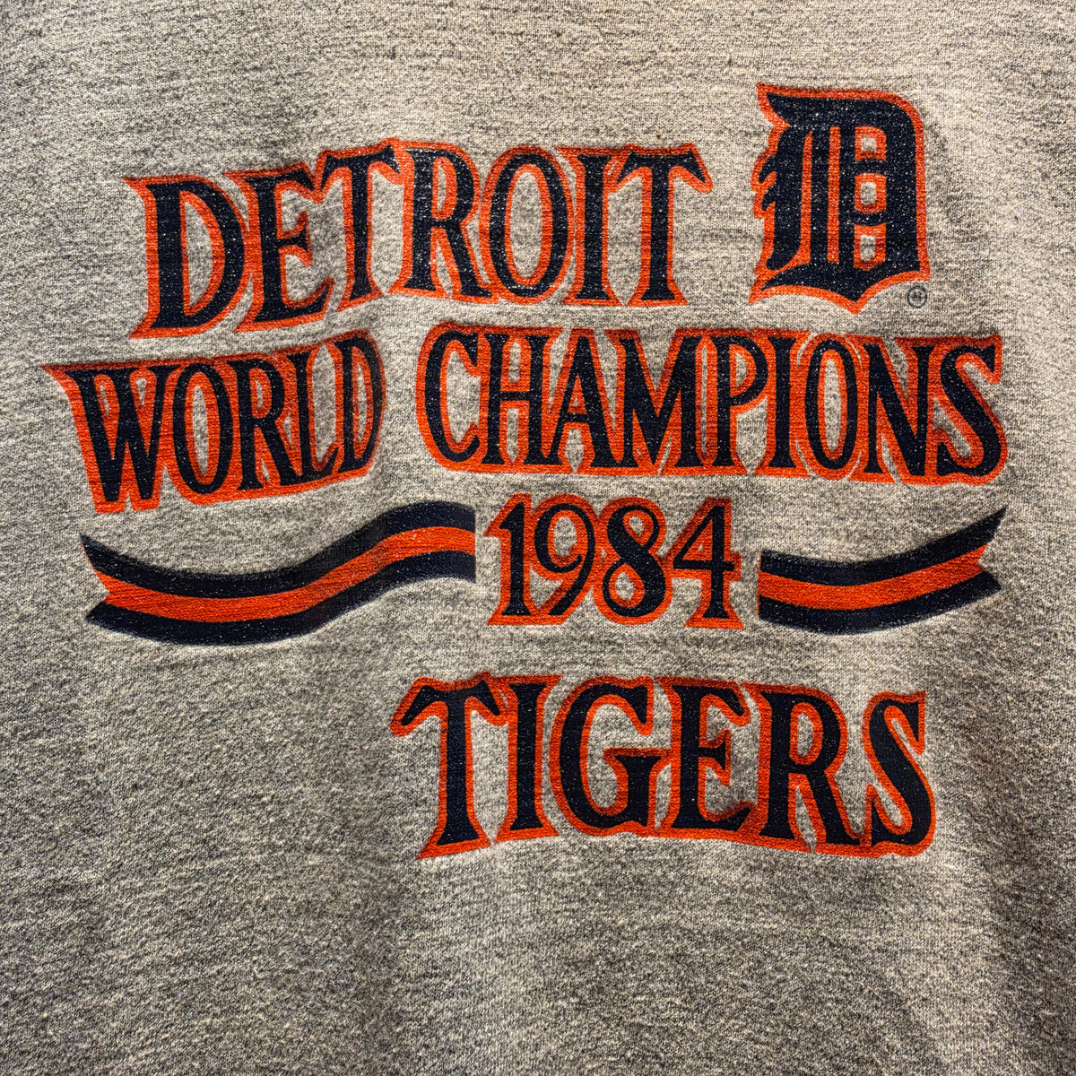 VTG 1984 Detroit Tigers World Champions Gray T-Shirt: Small