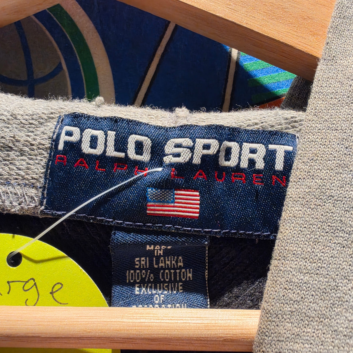 VTG Polo Sport Ralph Lauren Spell Out Logo Blue Mens Hoodie Sweatshirt: Large