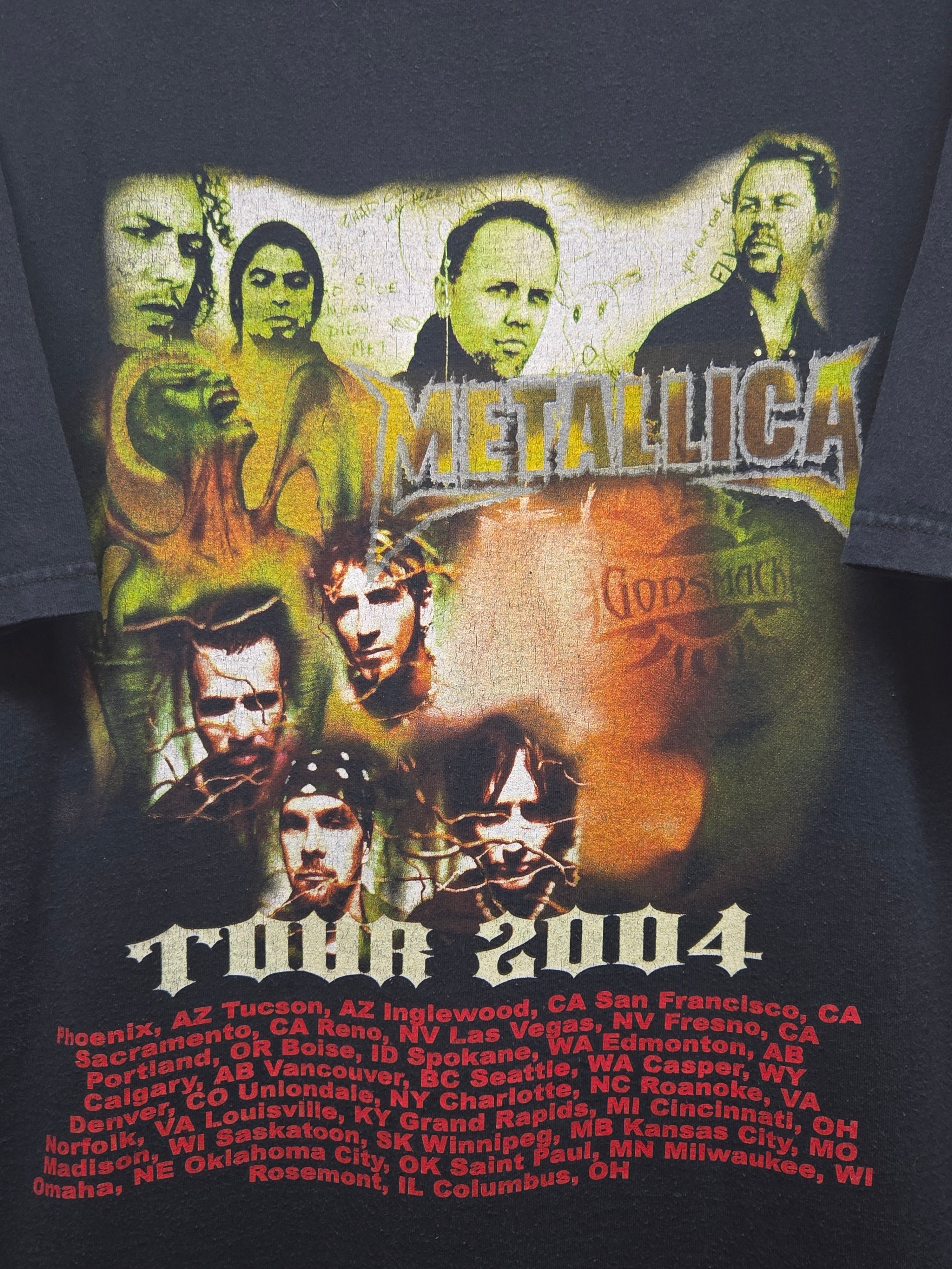 Vintage 2004 Metallica Tour Black T-Shirt W/ Godsmack: 2XL