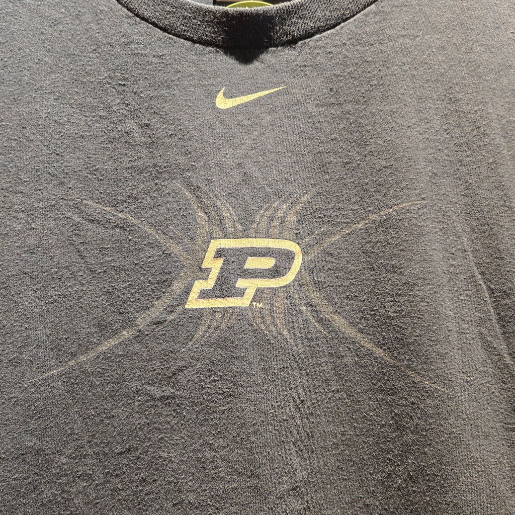 VTG Nike Purdue Boilermakers Center Swoosh T-Shirt Faded: XL