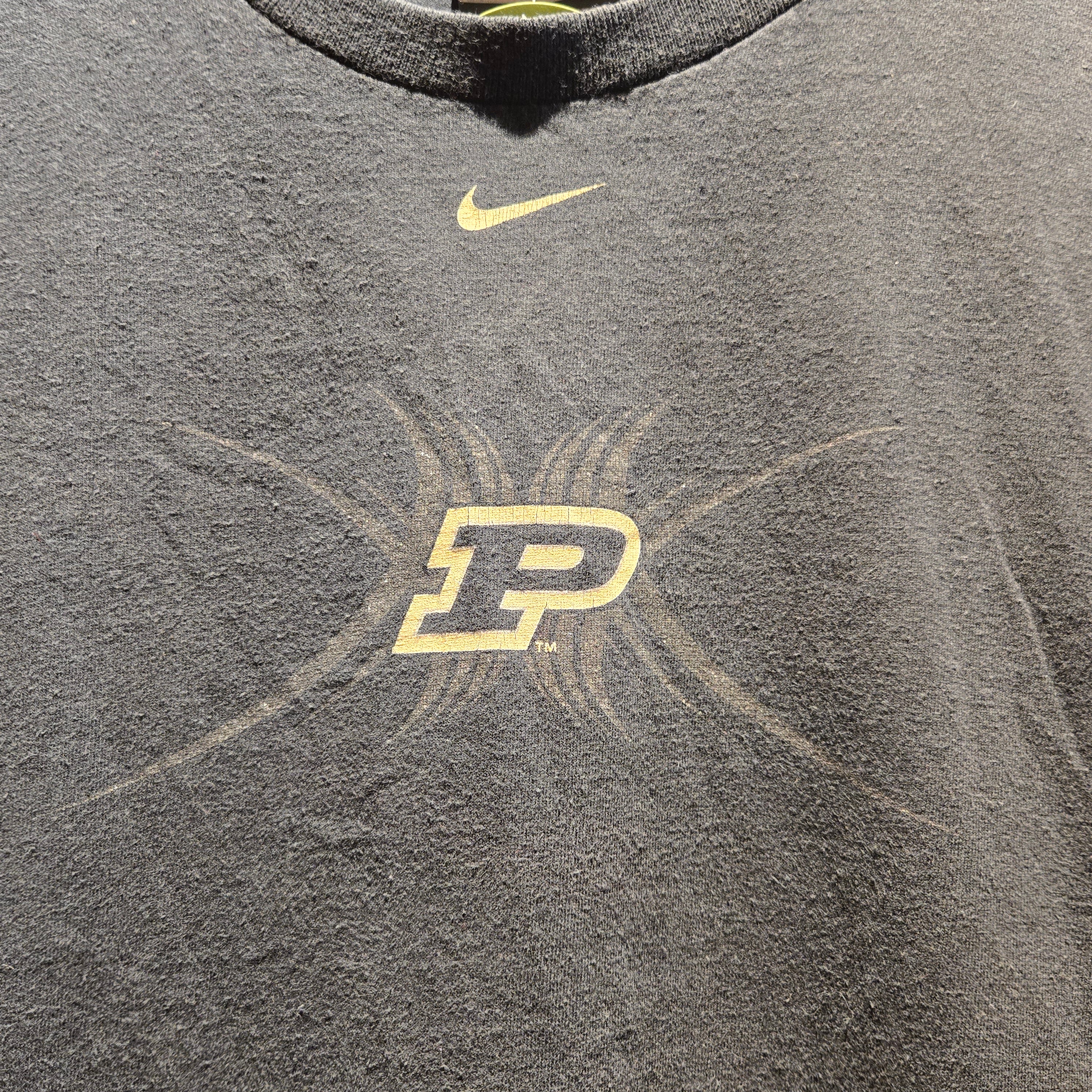 VTG Nike Purdue Boilermakers Center Swoosh T-Shirt Faded: XL