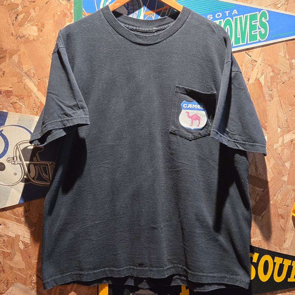 VTG Smokin Joe Camel Purple Haze Cigarette Black Short Sleeve T-Shirt: XL