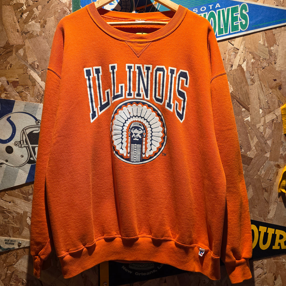 VTG Russell Illinois University Illini Orange Sweatshirt: XL