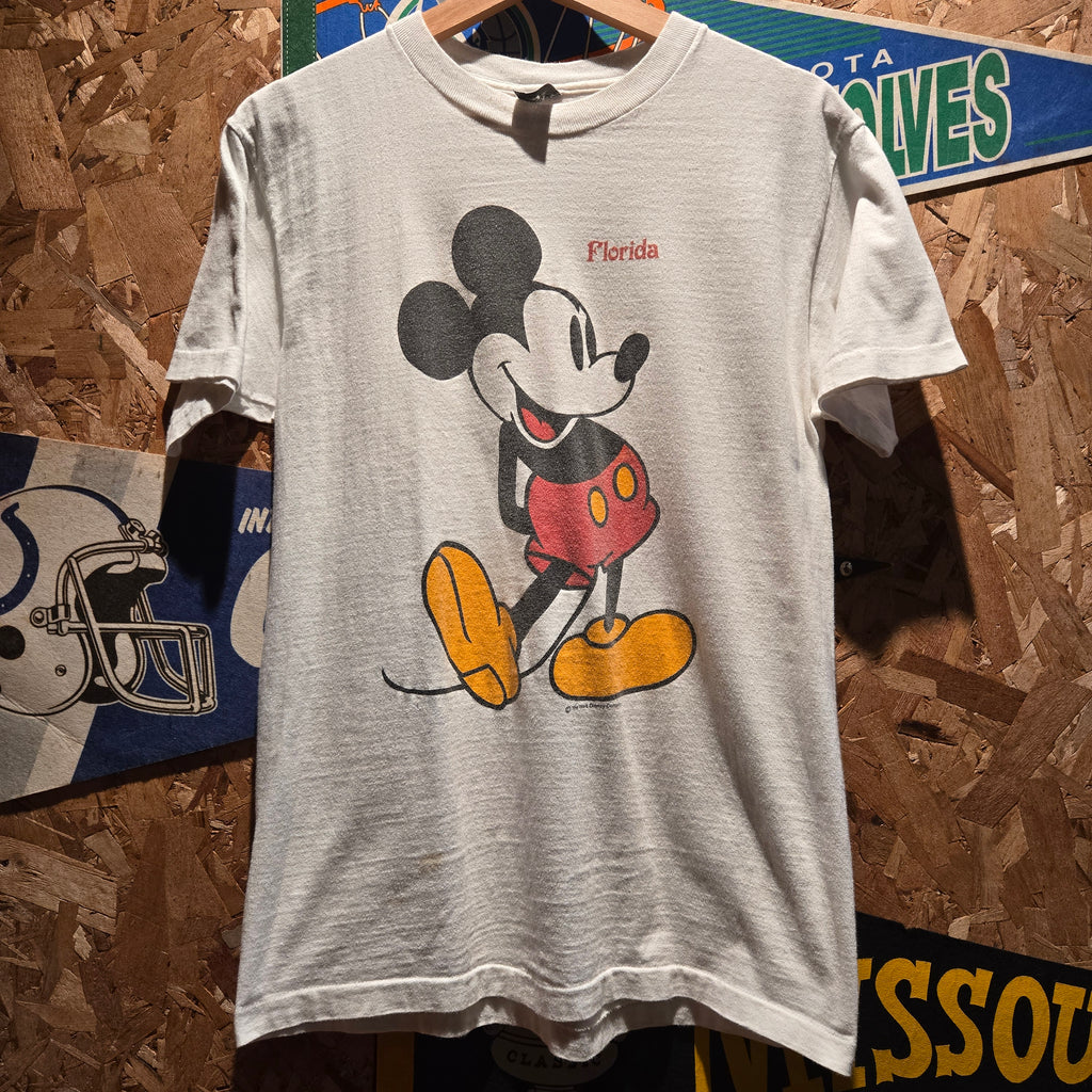 VTG Micky Mouse Walt Disney Florida White Graphic T-Shirt: Large