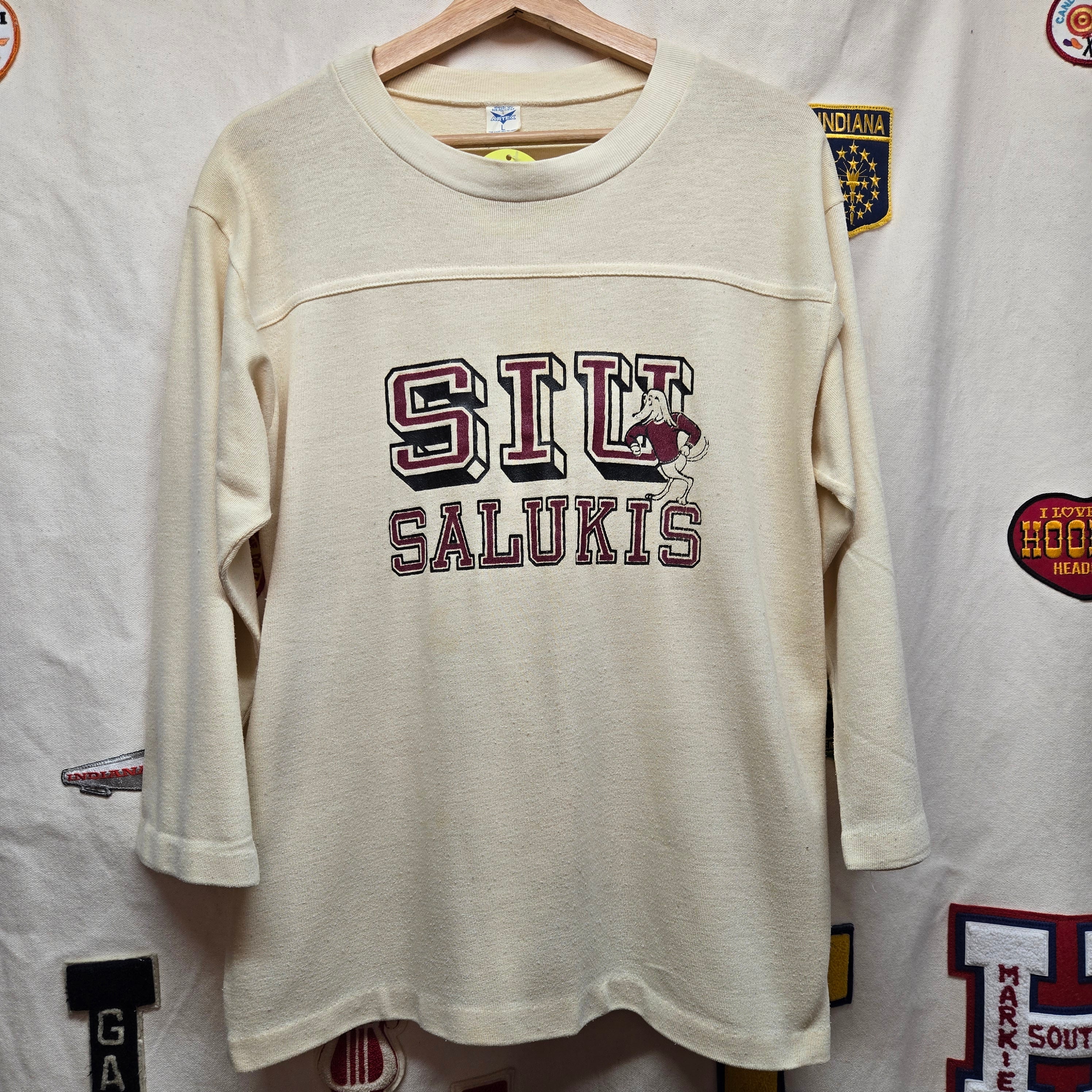 VTG 80's Southren Illinois University 3/4 Sleeve T-Shirt Salukis: Large