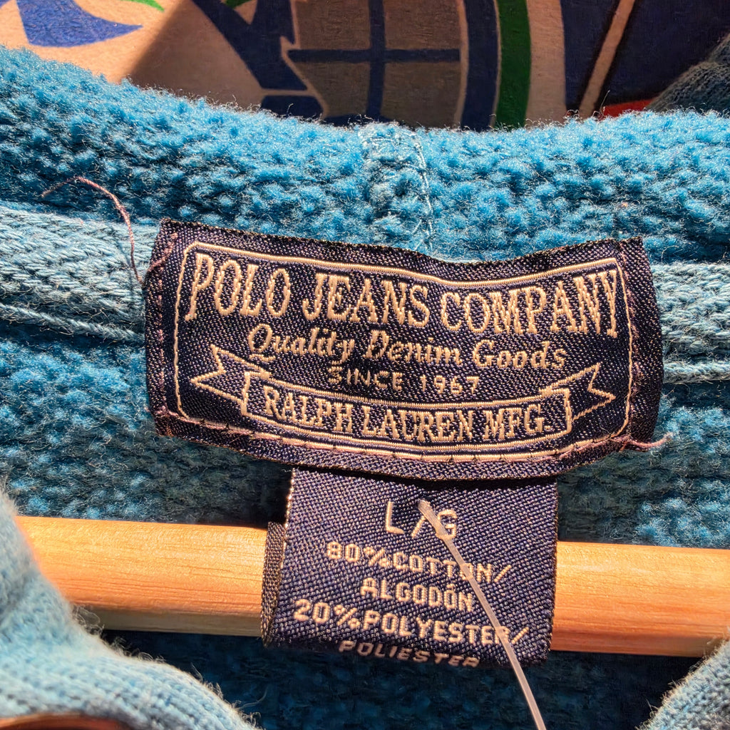 VTG Y2K Polo Jeans Co. Hoodie Mens Crest Graphic Fleece: Large
