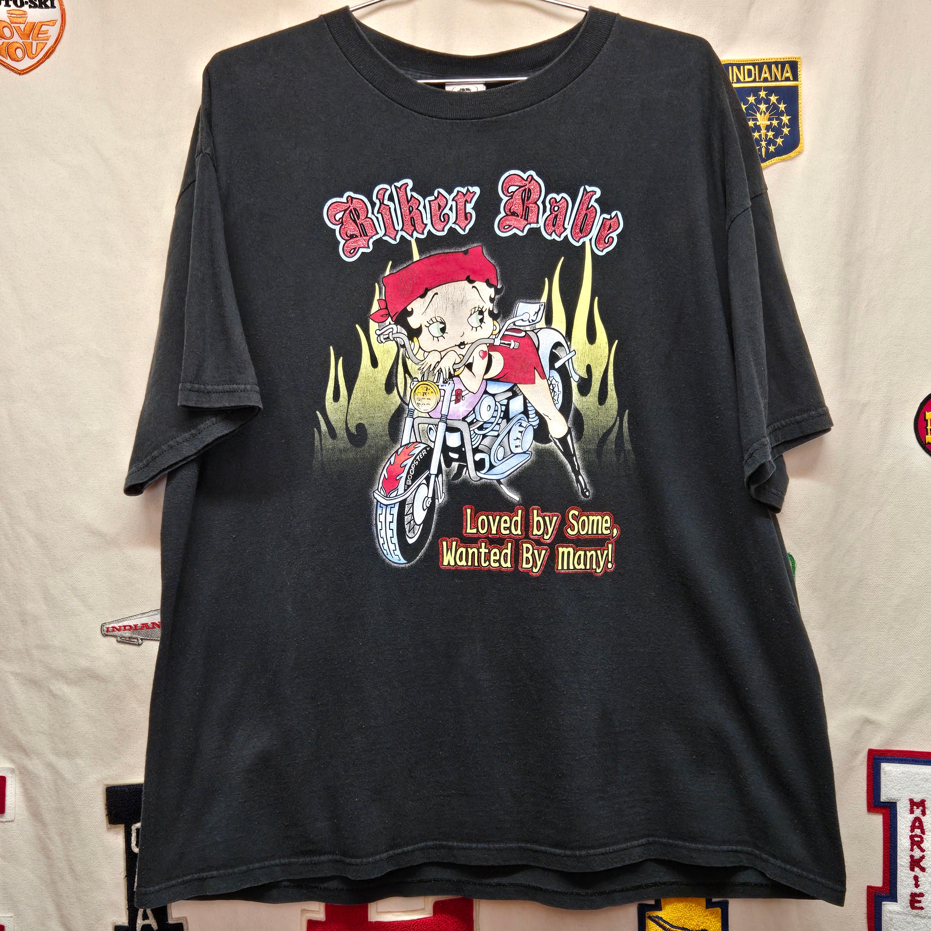 VTG 2005 Betty Boop Biker Babe Black T-Shirt: XL