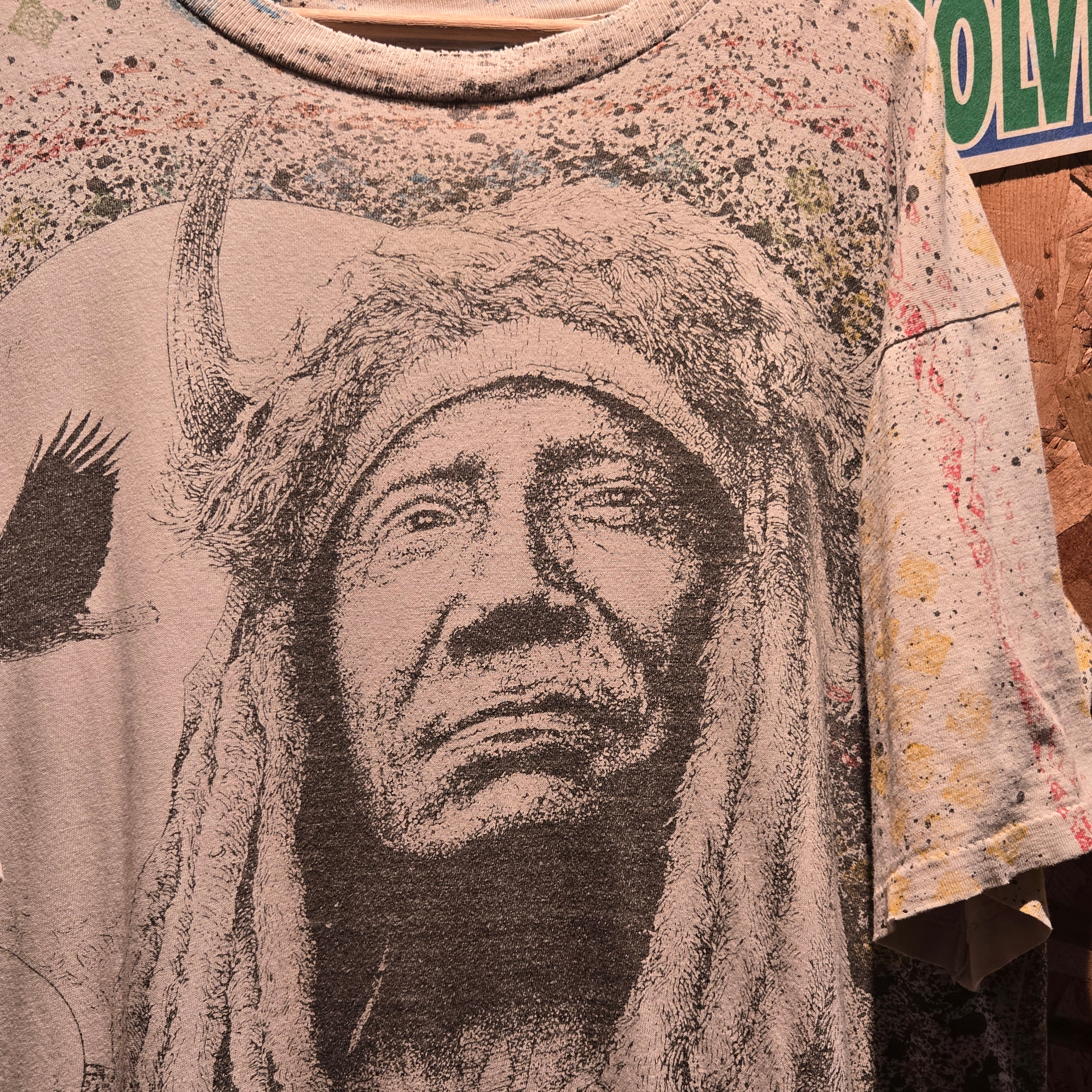 VTG SJM Sportswear Native American Chief AOP Graphic T-Shirt: XL