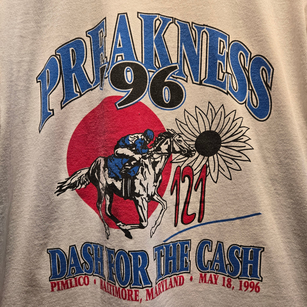 VTG 90's Rare Test Print Graphic T-Shirt Preakness/Indy 500 Double Sided: XL