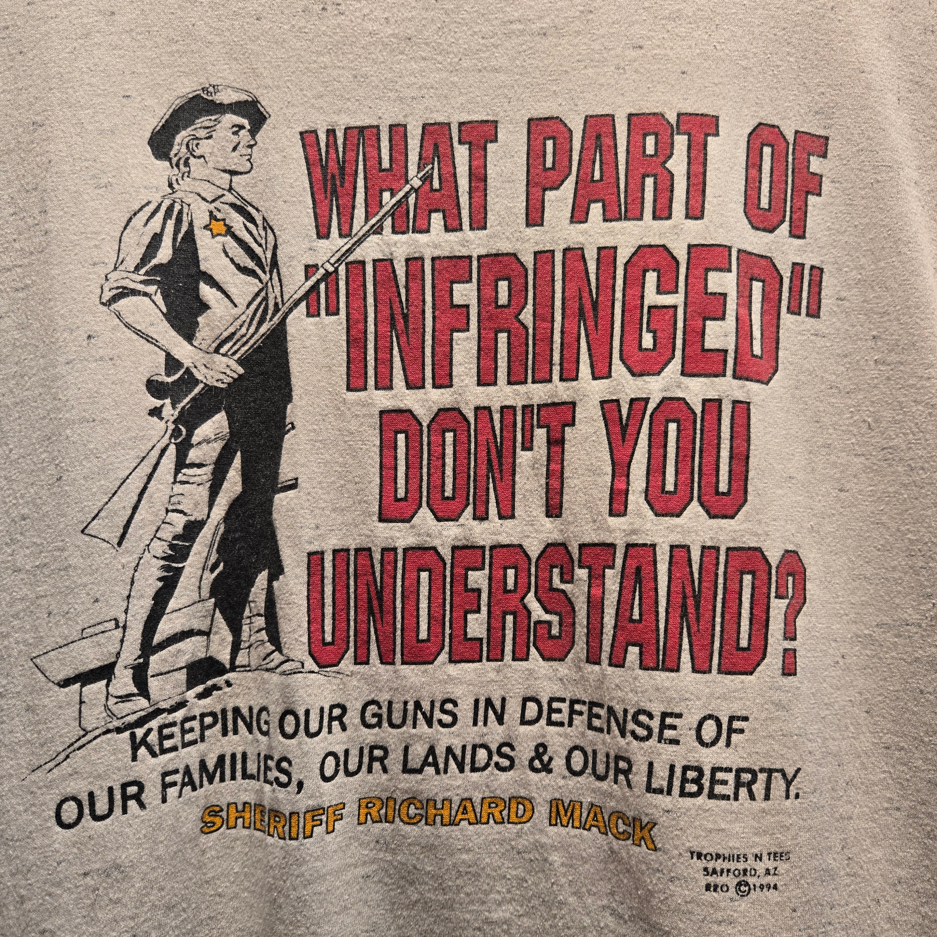 VTG 1994 "What Part Of Infringed Dont You Understand" Graphic T-Shirt: XL