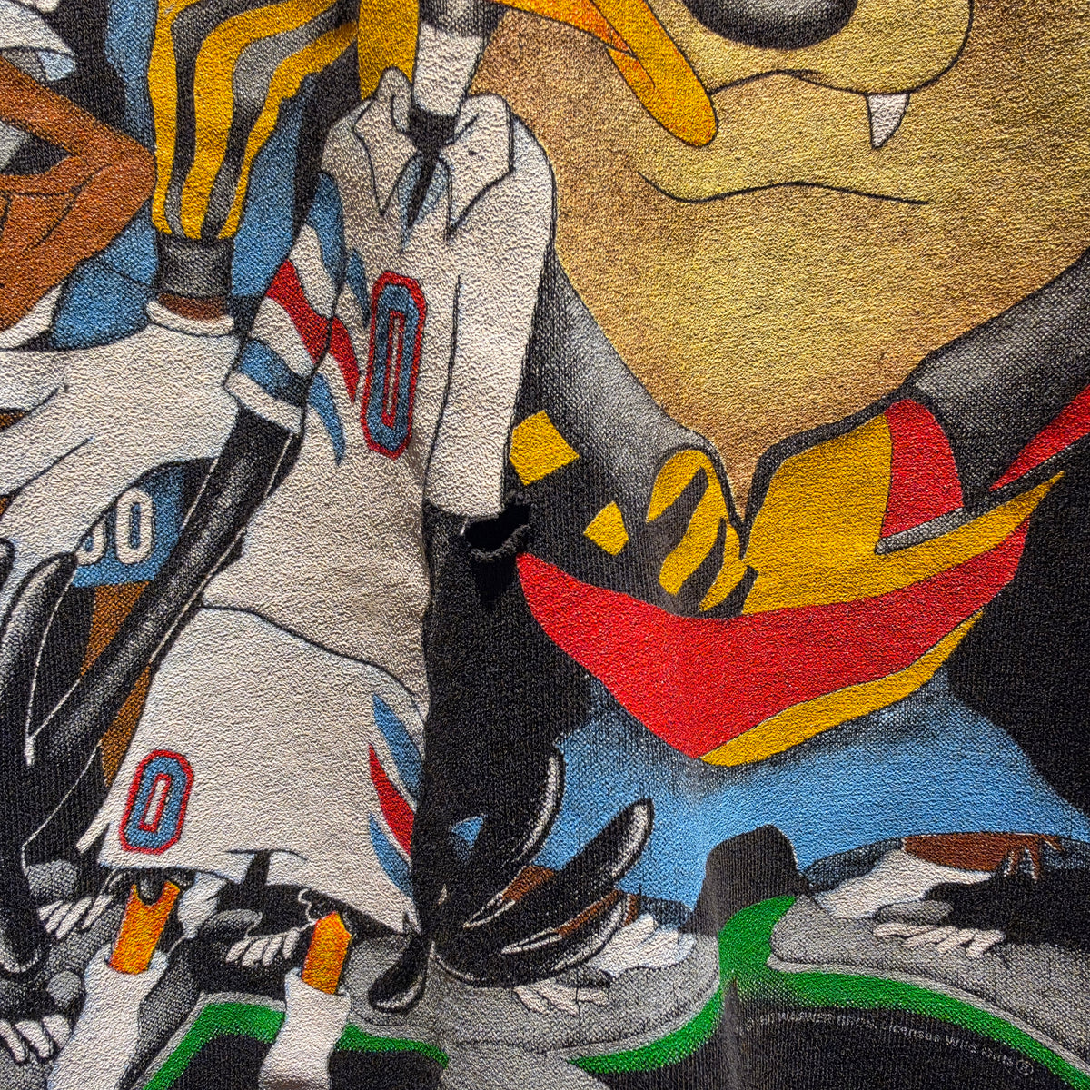 VTG 1993 Looney Tunes Soccer Black T-Shirt Bugs Bunny Taz: Large