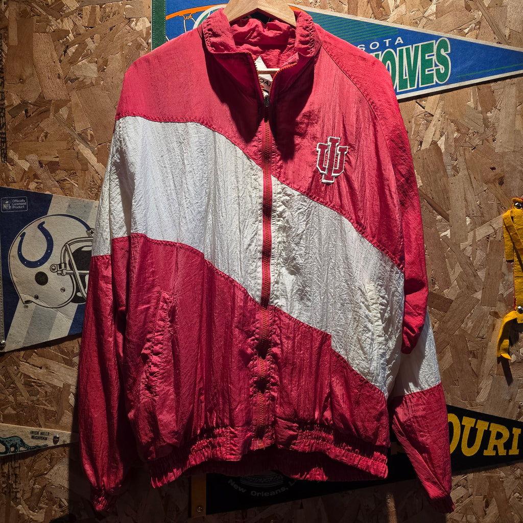 VTG Red Oak Indiana Hoosiers Striped Windbreaker: Large