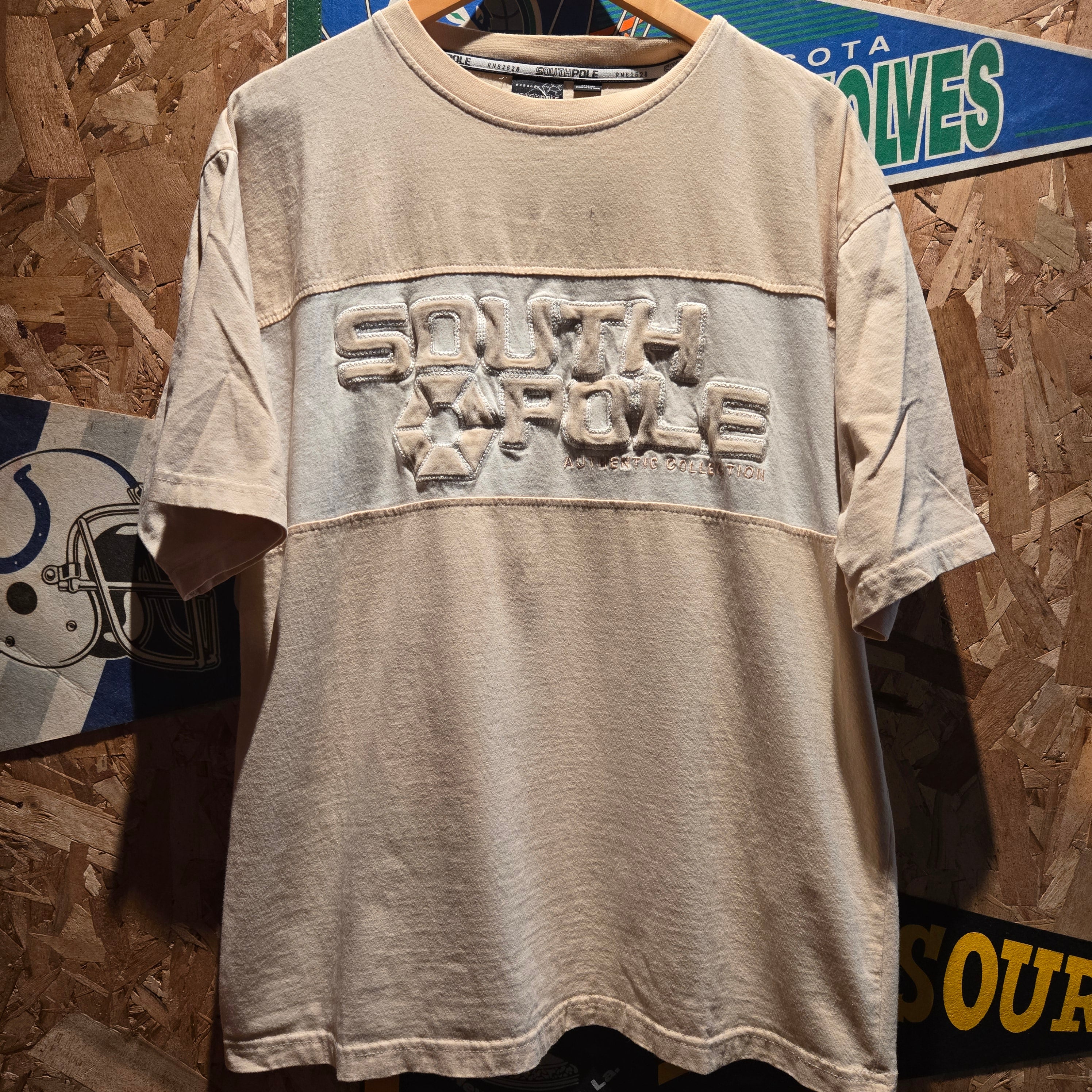 VTG South Pole Authentic Collection Beige Embroidered Print: Large