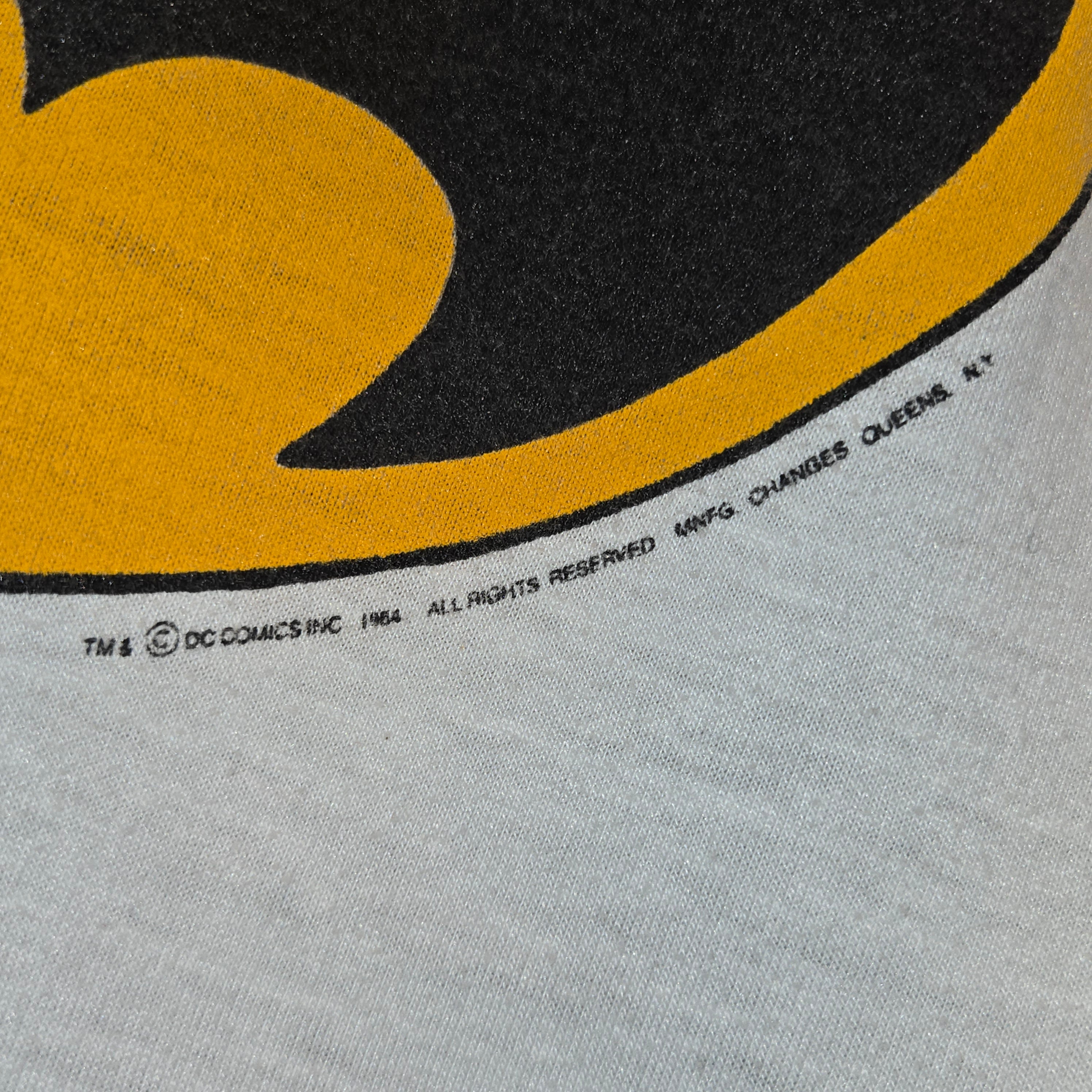 VTG Batman Signal Changes Tag White T-Shirt Single Stitch: Small