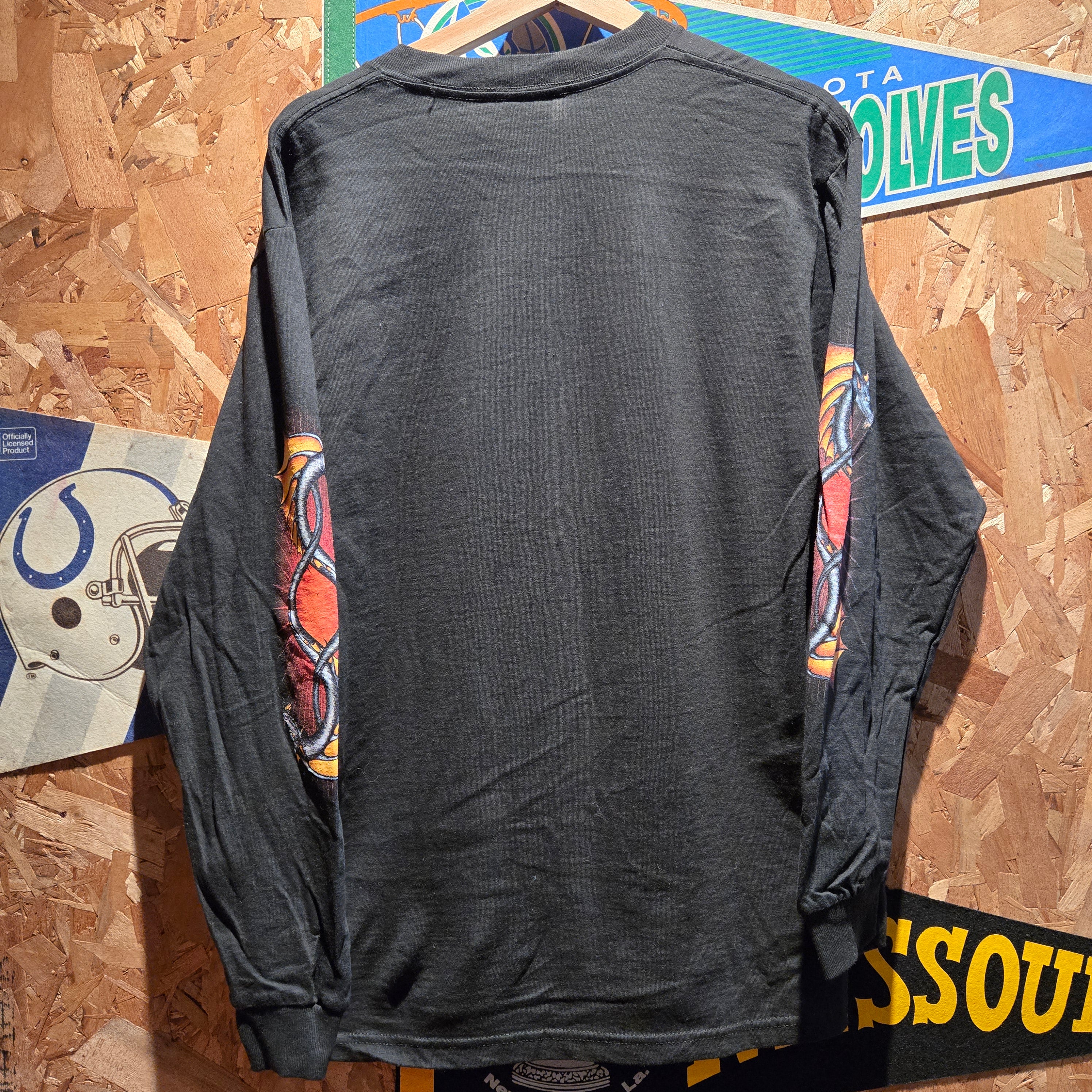 VTG Medieval Dragon And Sword Graphic Long Sleeve T-Shirt: Medium