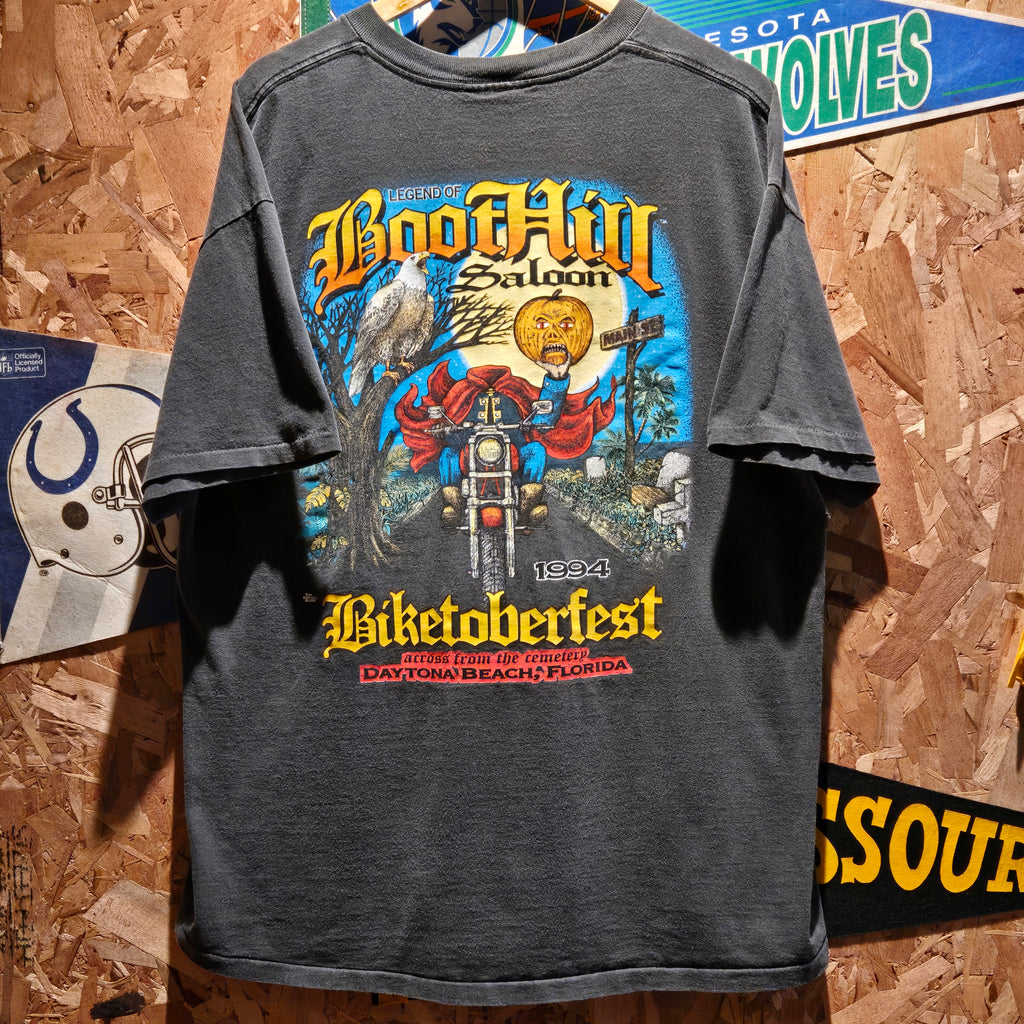 VTG 1994 BootHill Saloon Biketoberfest Black T-Shirt: 2XL