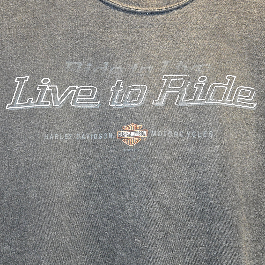 VTG 2001 Harley Davidson Black T-shirt Buds Evansville IN: XL