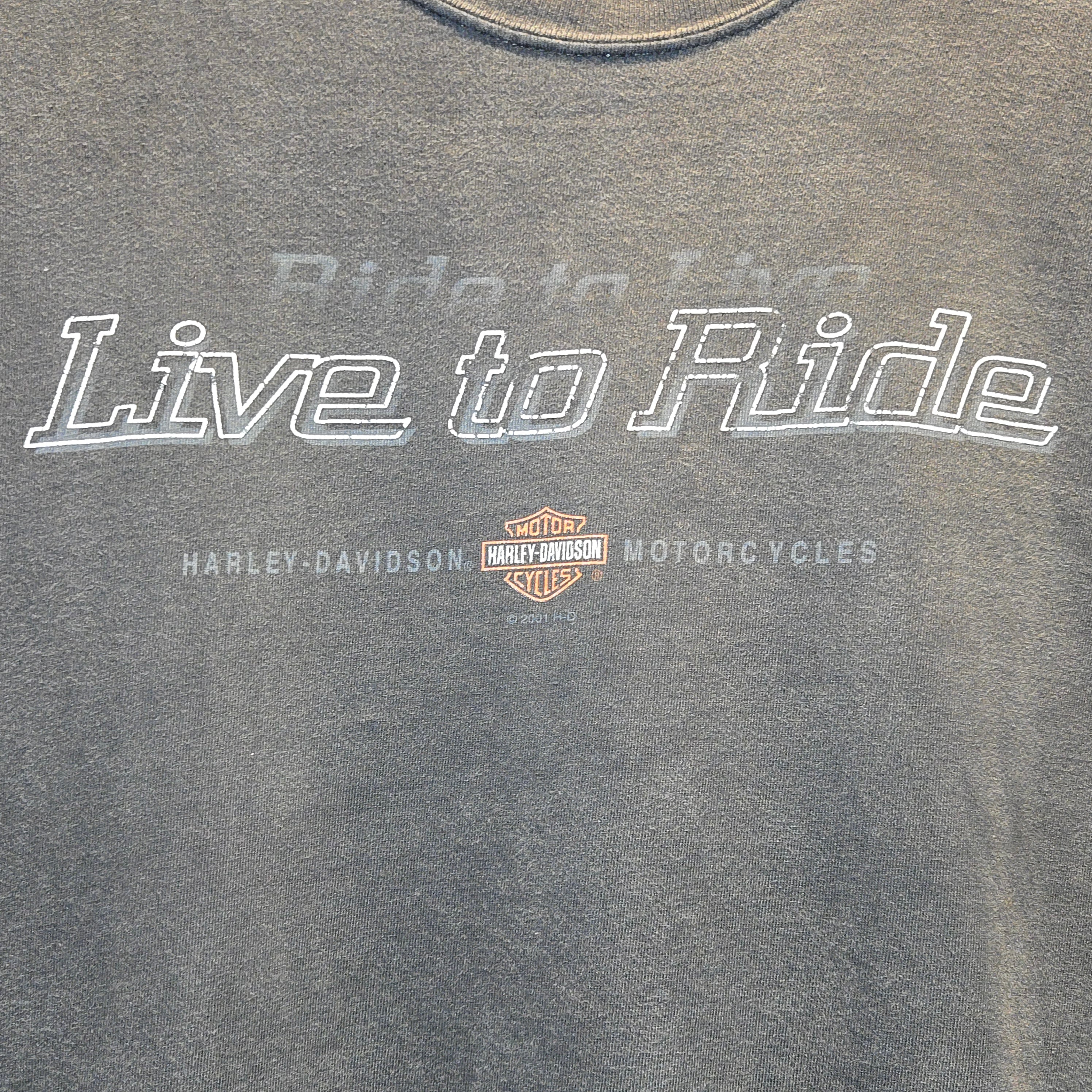 VTG 2001 Harley Davidson Black T-shirt Buds Evansville IN: XL