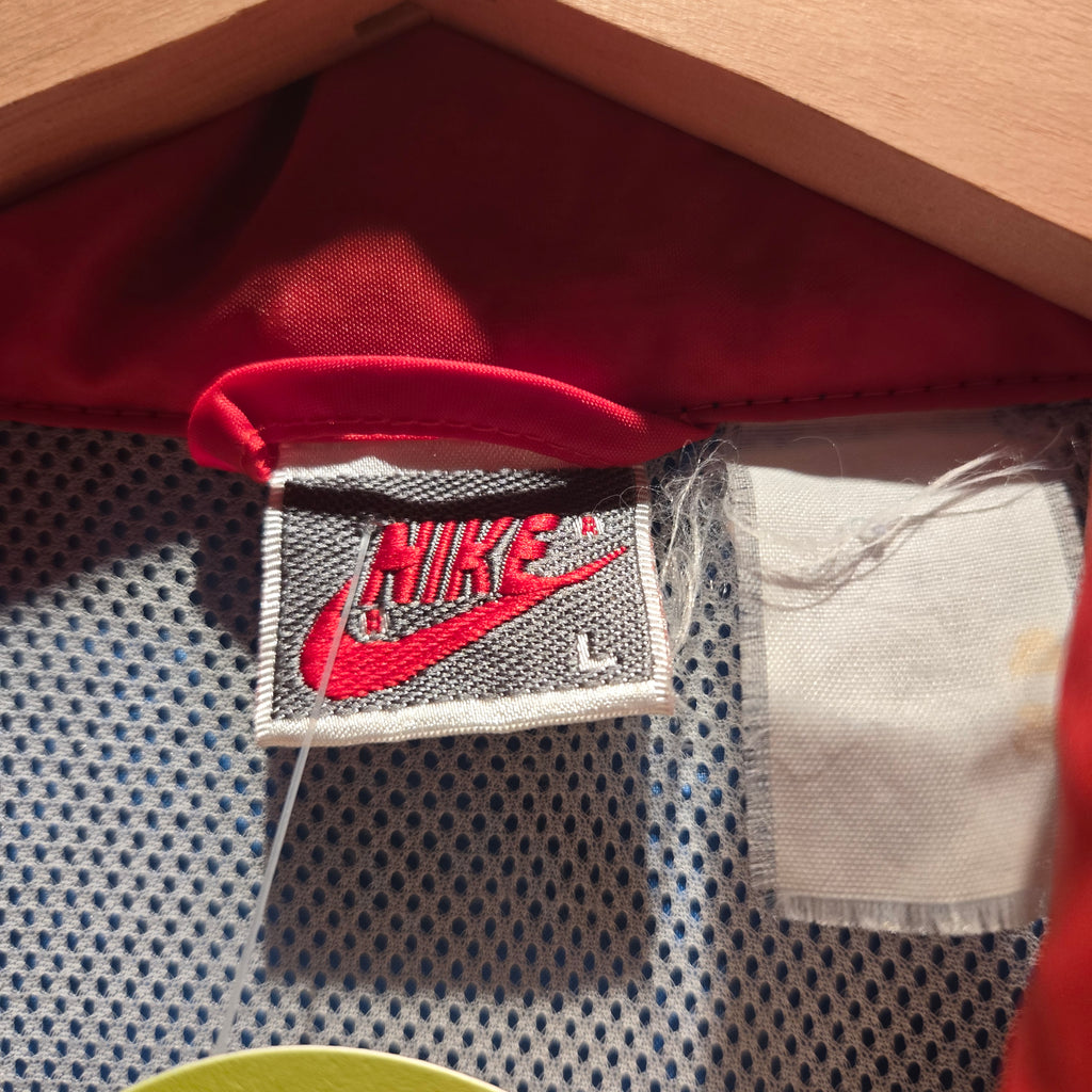VTG Nike Windbreaker Spellout  Red,White,Blue W/ Hood: Large
