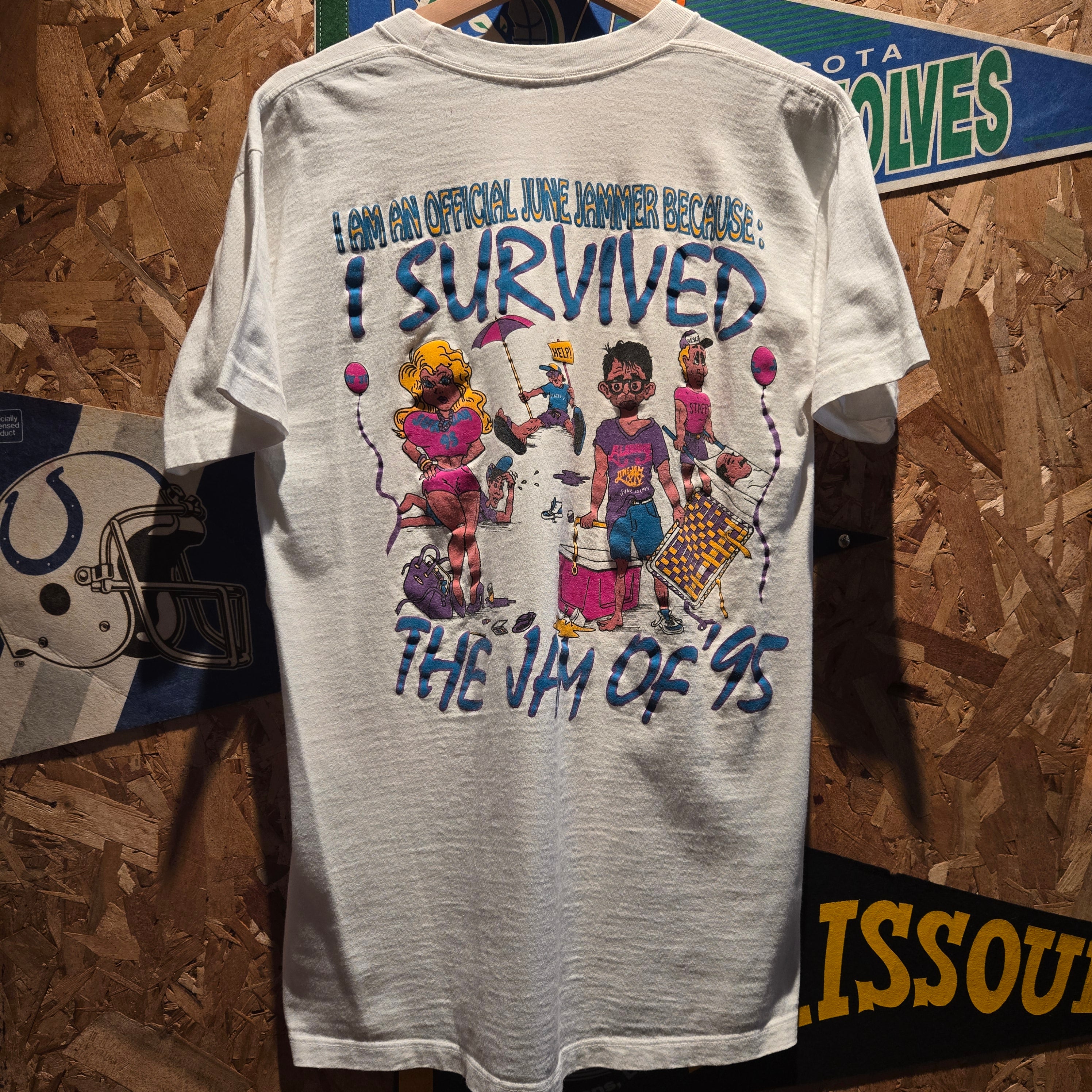 VTG 1995 Alabama June Jam " I Survived The Jam Of 95" Graphic T-Shirt: Large