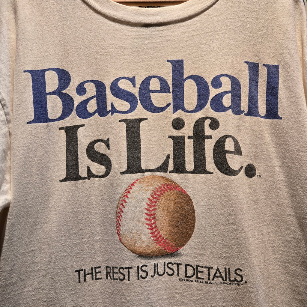 VTG 1994 Big Ball Sports Baseball Is Life Graphic T-Shirt: XL