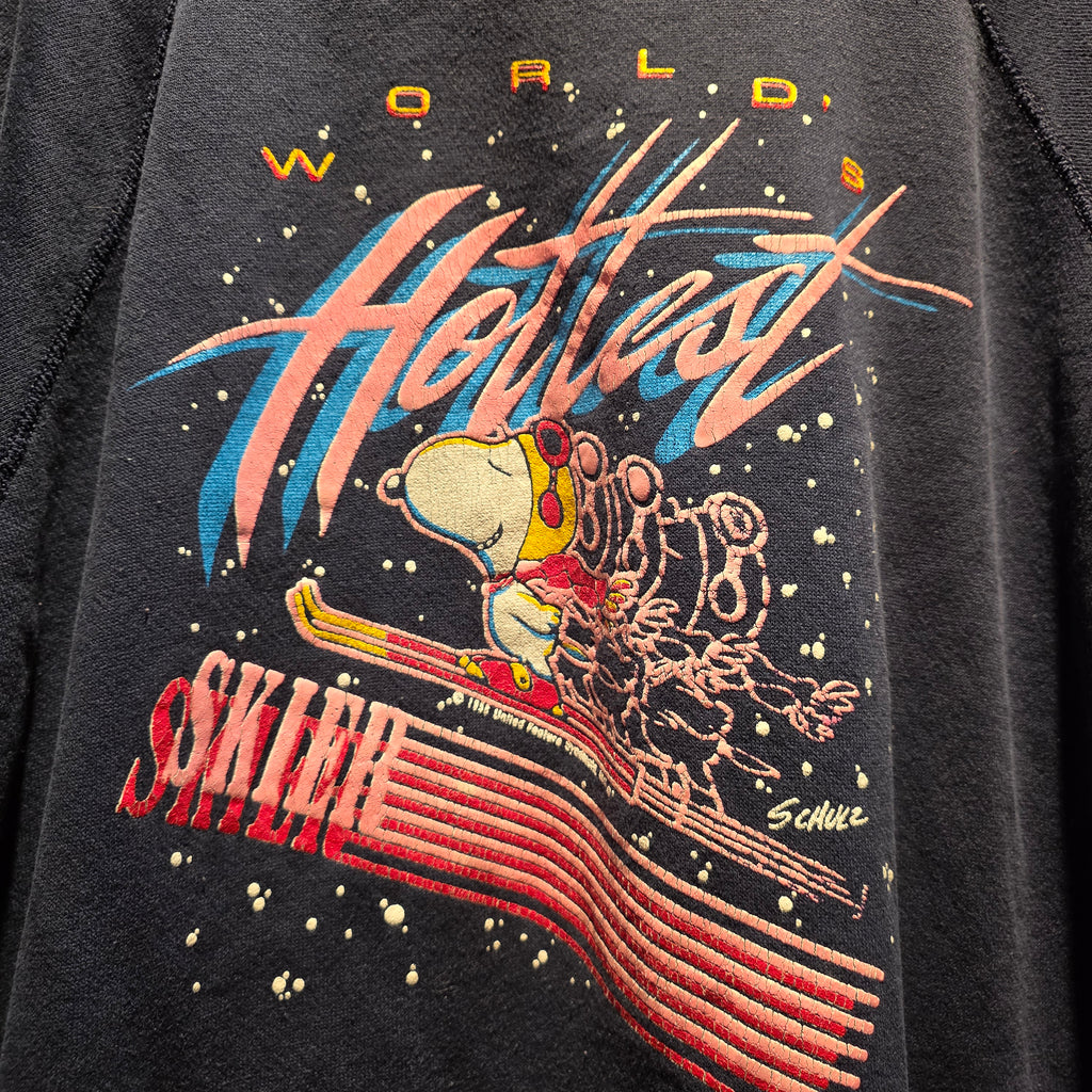 VTG Snoopy Peanuts Navy" World's Hottest Skier Sweatshirt: XL