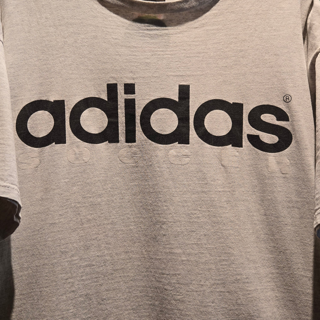 VTG Adidas Soccer Graphic Made In USA T-Shirt Spellout: Large
