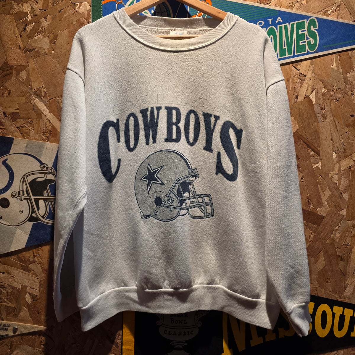 Vintage 80's Atex Dallas Cowboys Sweatshirt White: Large