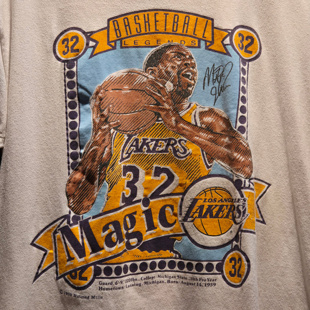 VTG Nutmeg Magic Johnson #32 White T-Shirt: Medium