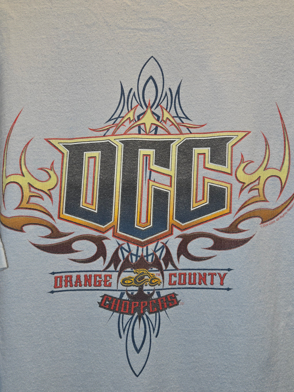 VTG 2004 Orange County Choppers Light Blue Graphic T-Shirt Sz XL
