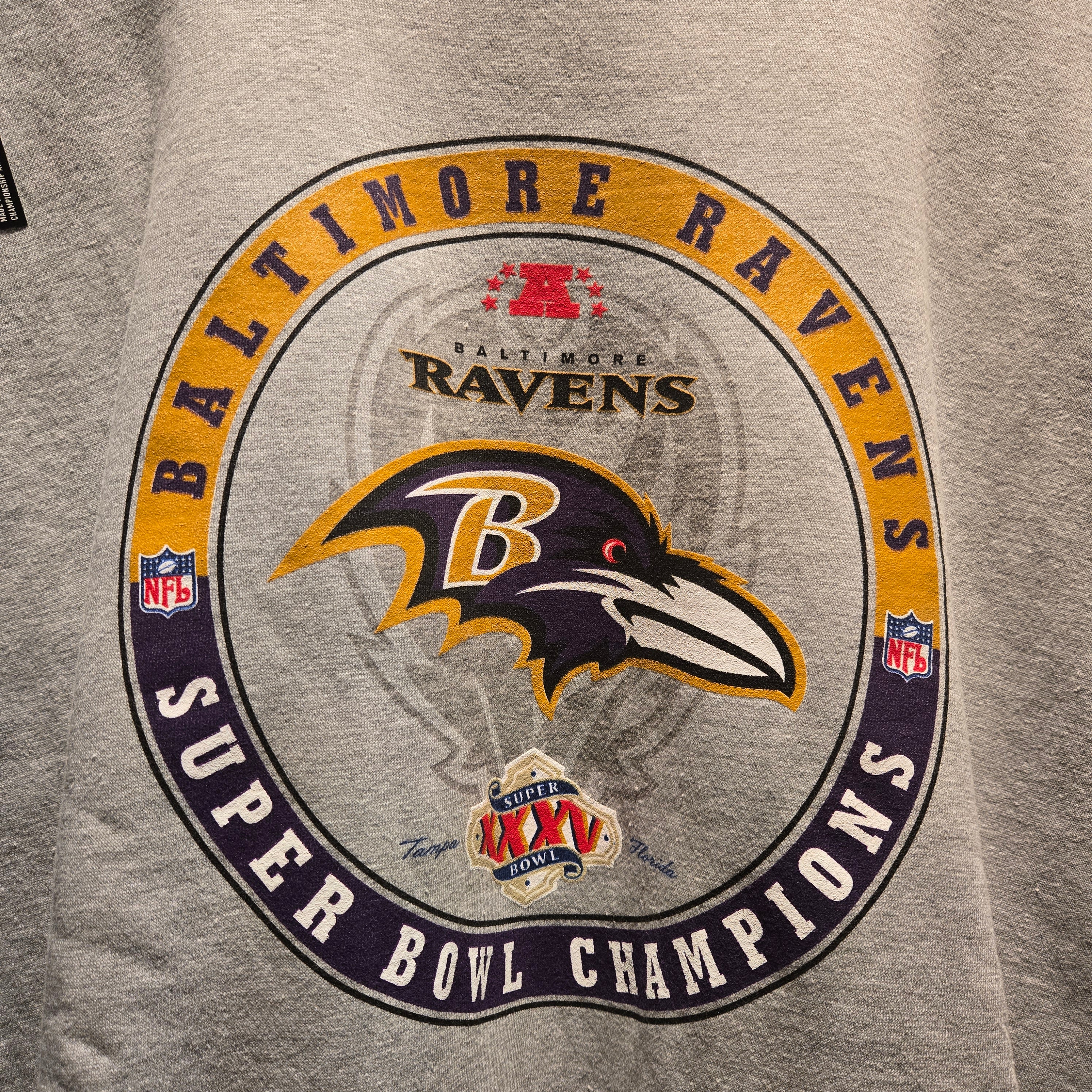 VTG NWOT Baltimore Ravens Super Bowl Champions Gray Sweatshirt: 2XL