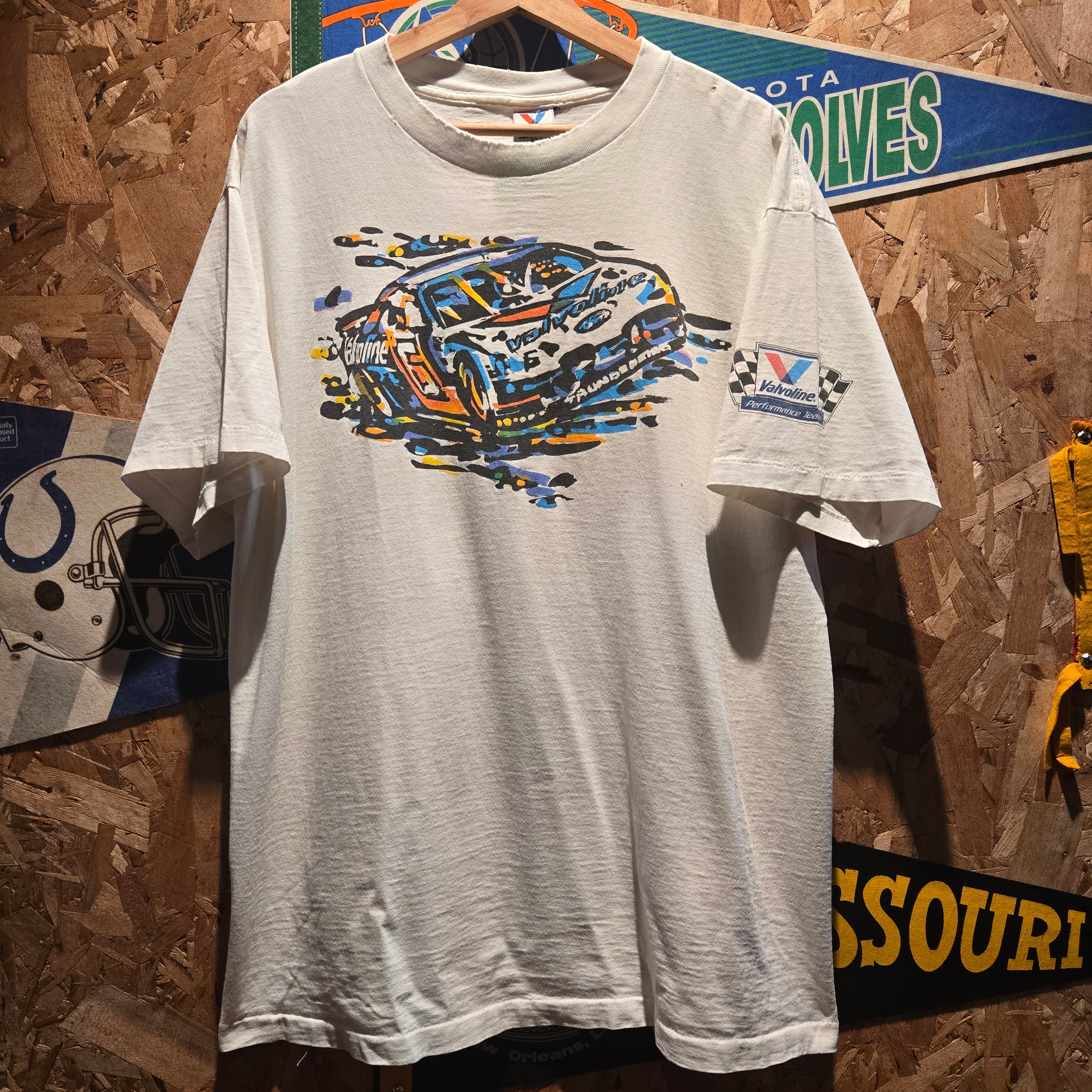 VTG Valvoline Mark Martin White T-Shirt Single Stitch: XL