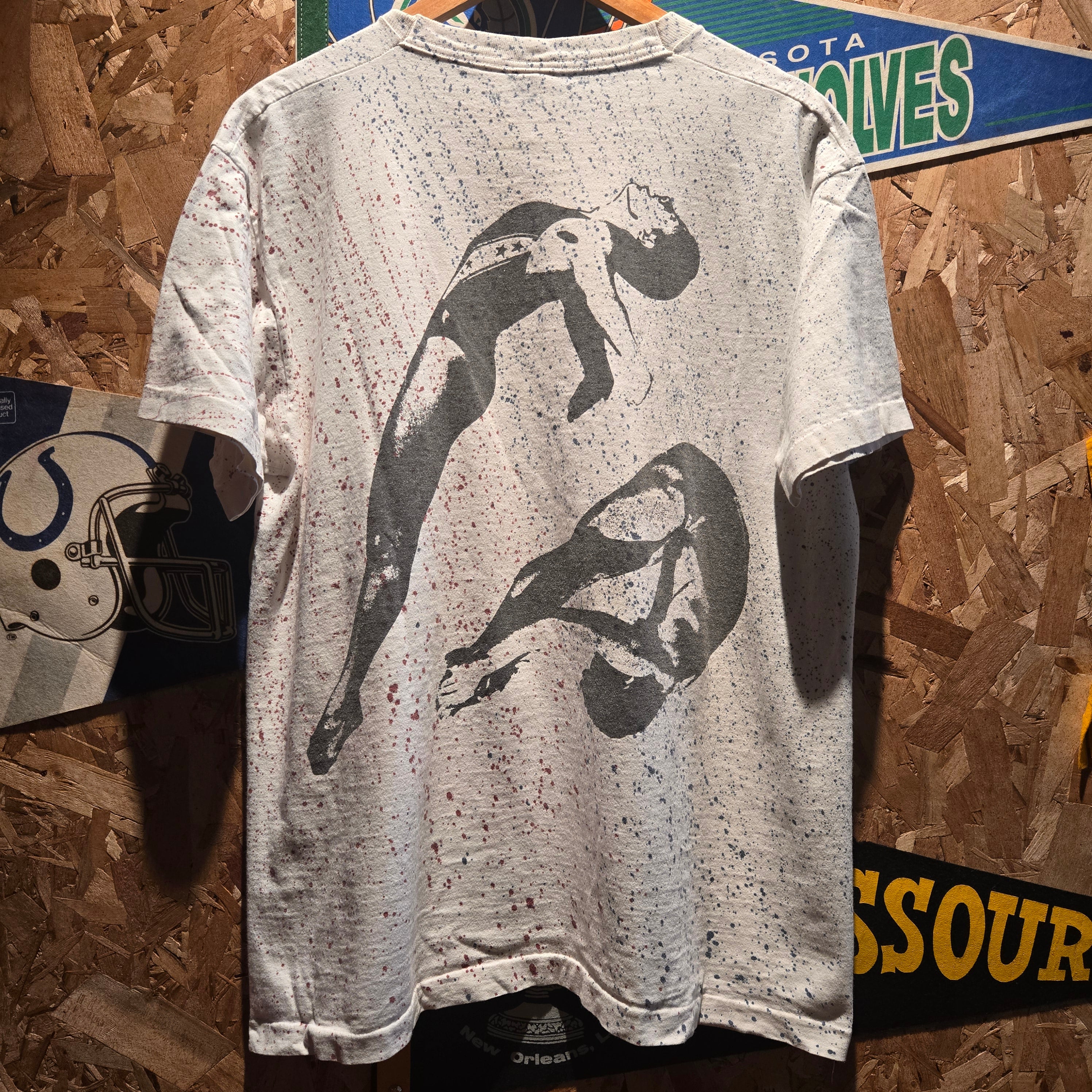 VTG Synchronized Swimmers Paint Splatter AOP USA Single Stitch T-Shirt: XL