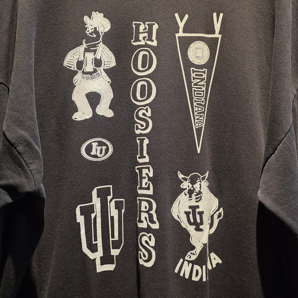 VTG Indiana University Hoosiers Black Sweatshirt Double Sided: 2XL