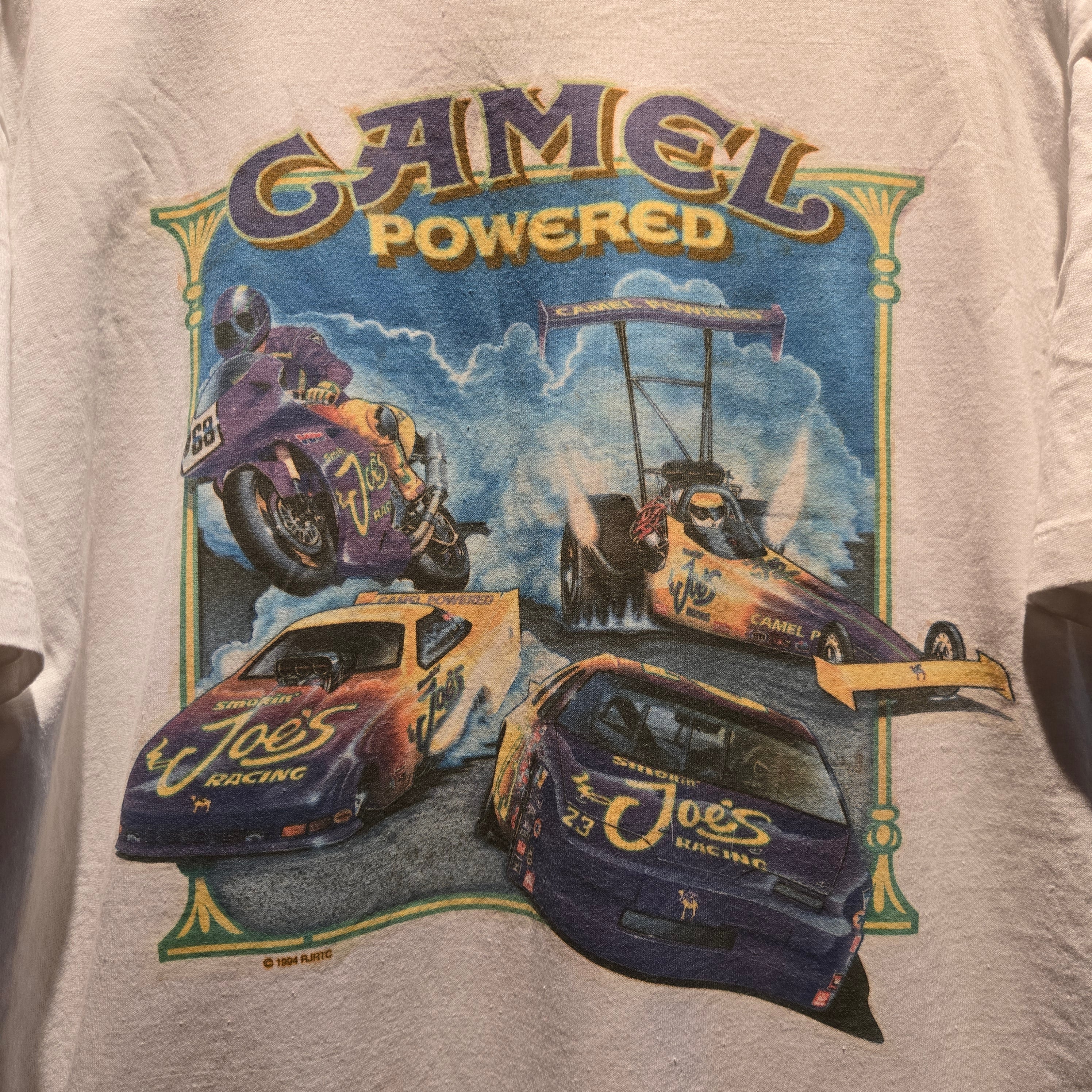 VTG 1994 Camel Smokin Joe's Racing Pocket T-Shirt White Made In USA Single Stitch: XL