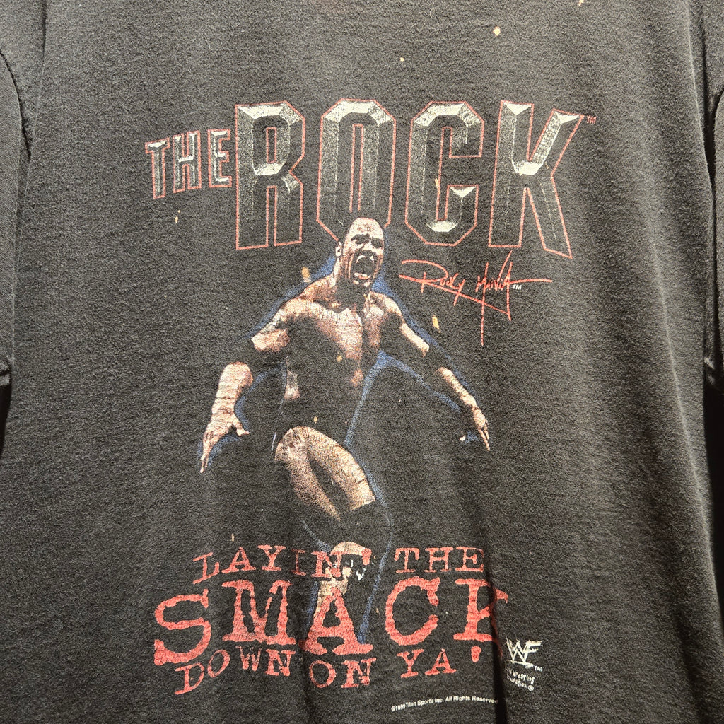 VTG 1999 The Rock Layin' The Smack Down On Ya Black T-Shirt: M