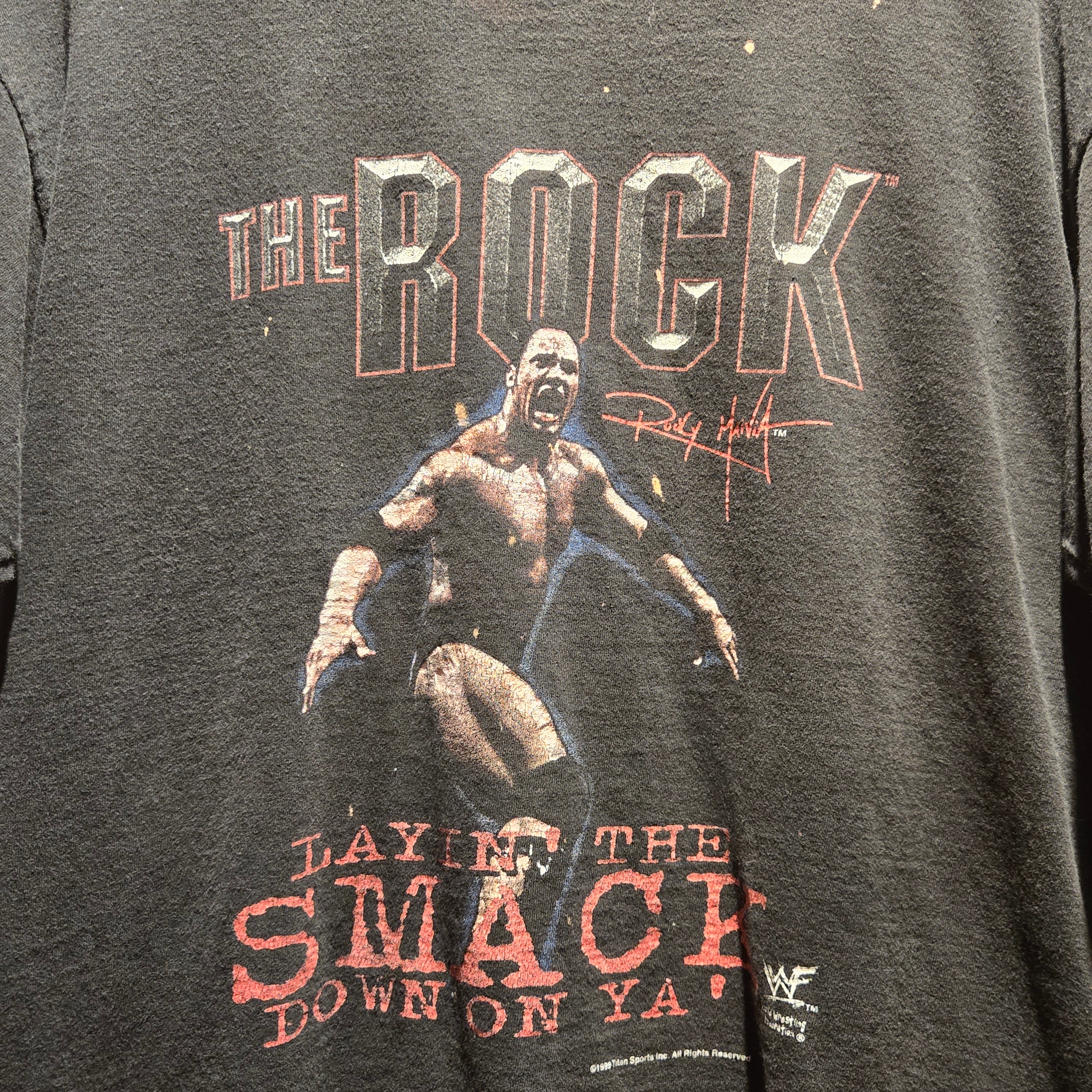 VTG 1999 The Rock Layin' The Smack Down On Ya Black T-Shirt: M