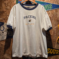 VTG 90's Indiana Pacers Ringer Embroidered Logo Lee Sports T-Shirt: XL