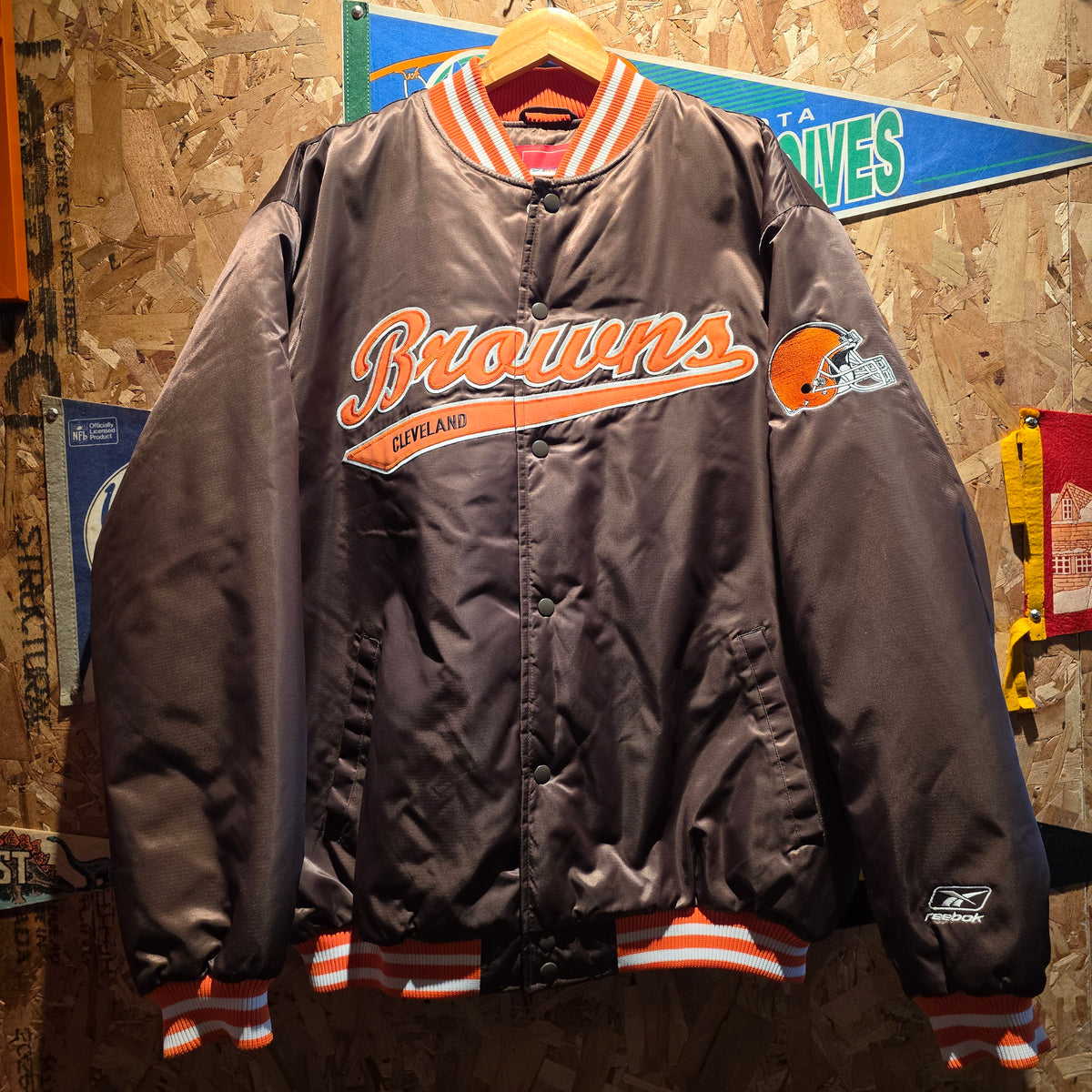 VTG 90's Reebok Cleveland Browns Satin Jacket: XL