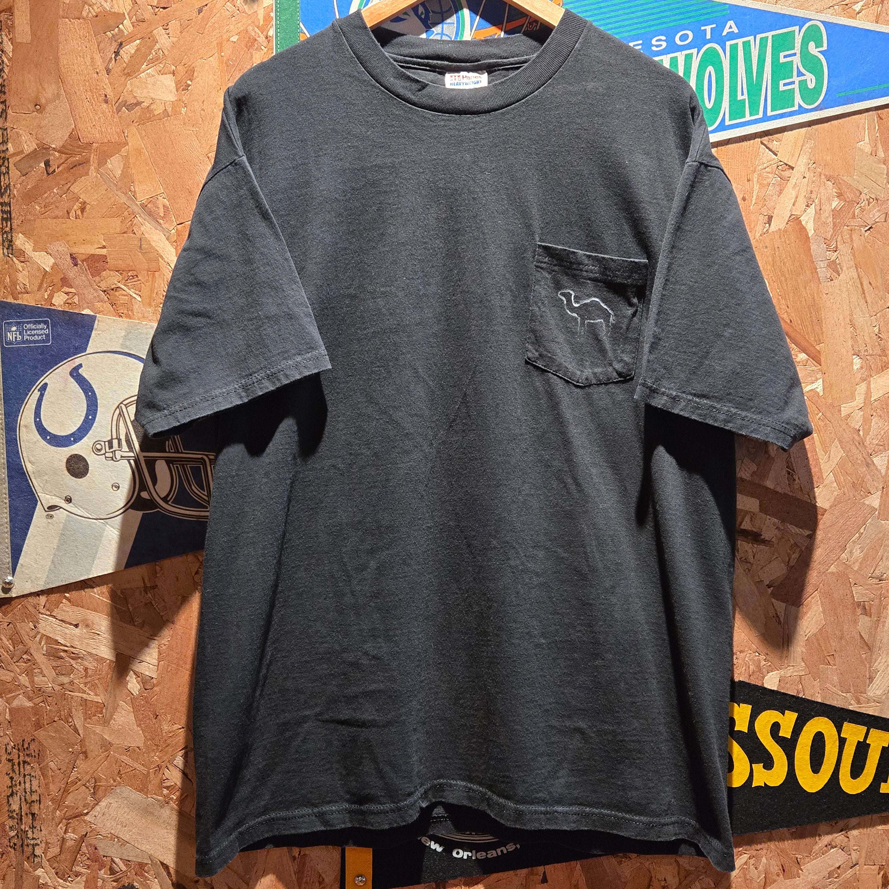 VTG 90s Joe Camel Cigarettes Eclipse Pocket T-Shirt Black: XL