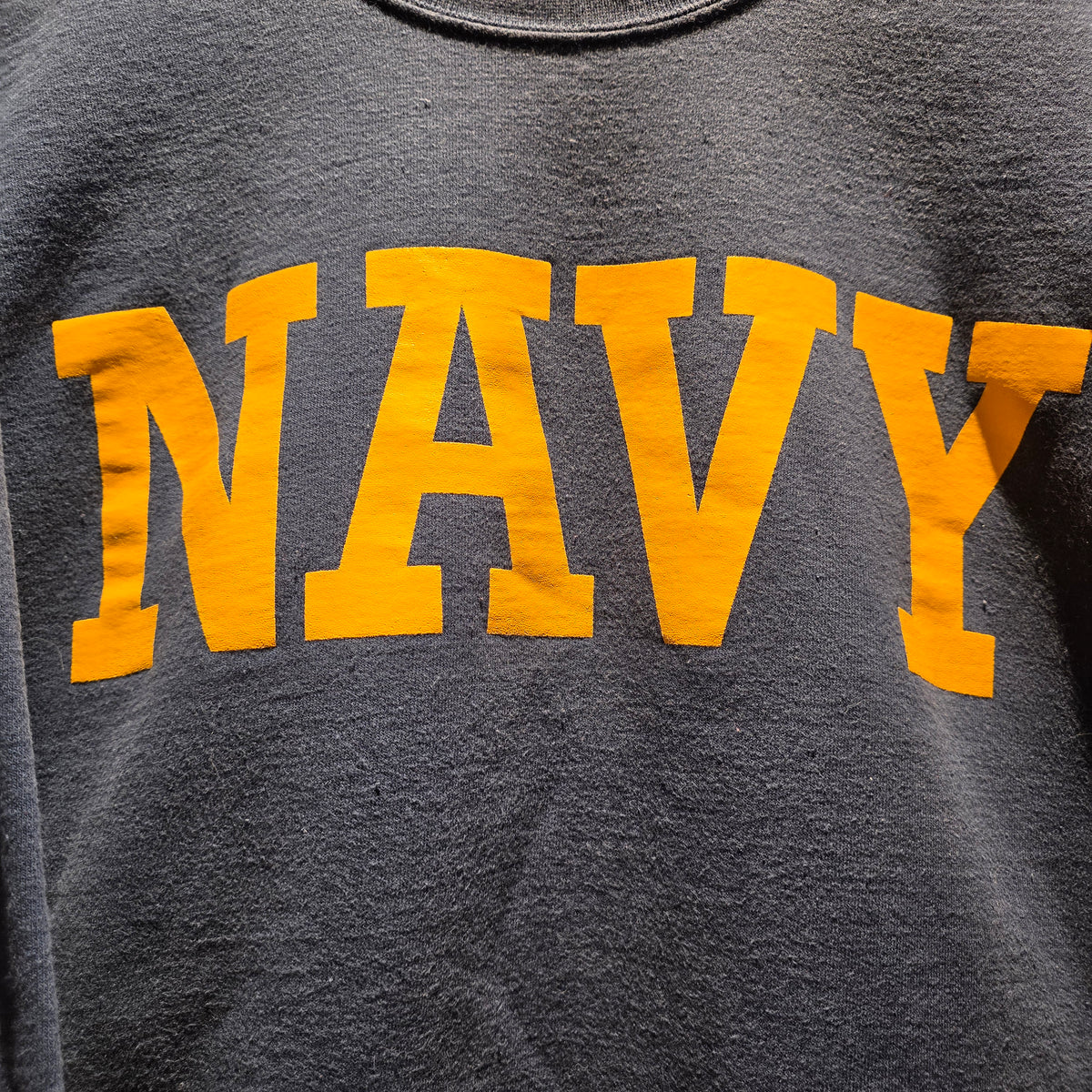 VTG Y2K Hanes Ultimate Cotton Navy Military Sweatshirt: Medium