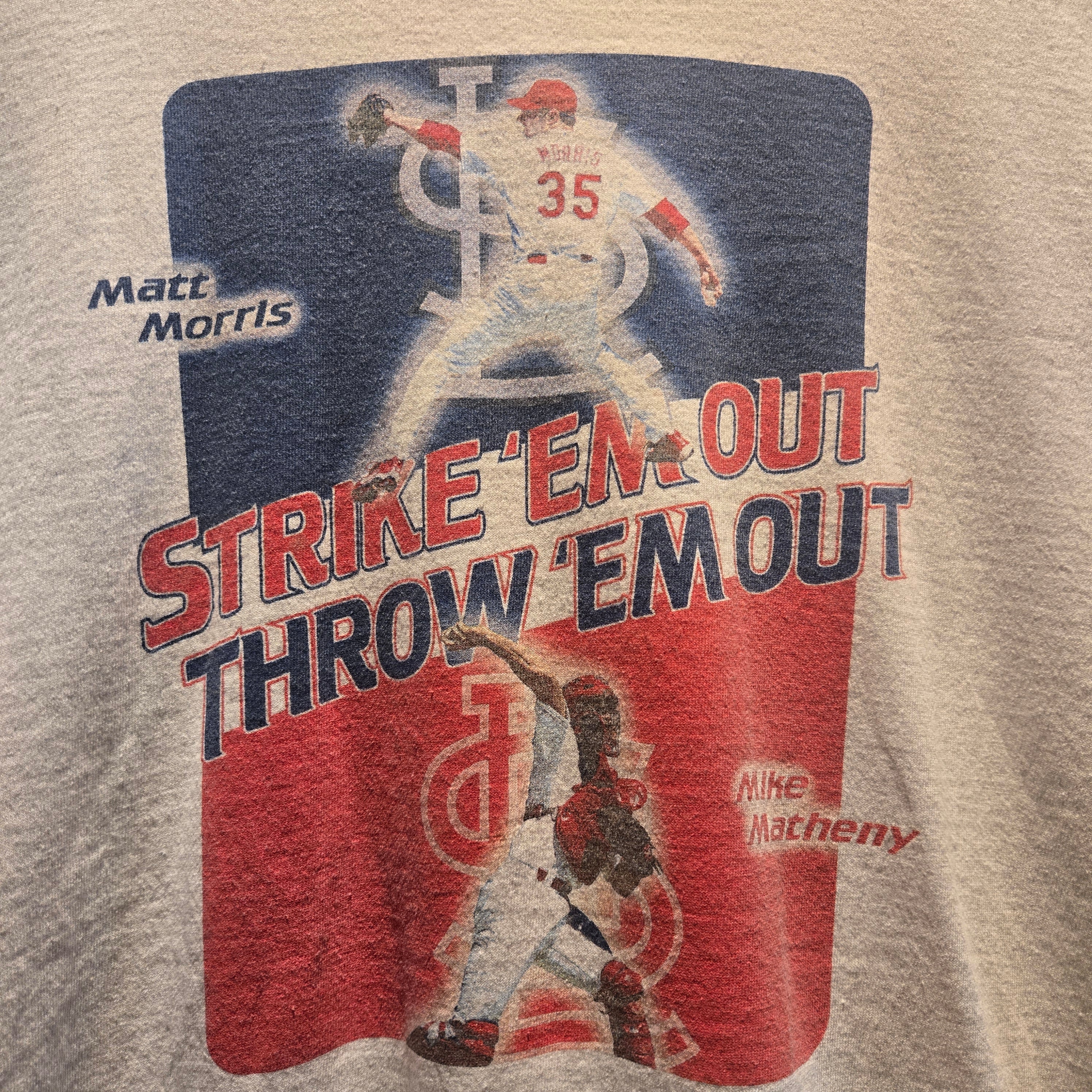 VTG St. Louis Cardinals Matt Morris & Mike Matheny " Strike 'Em Out Throw 'Em Out T-Shirt: Large