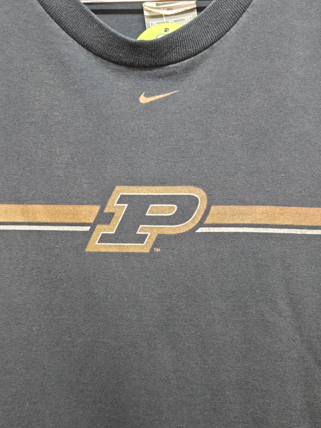 VTG Purdue Boilermakers Center Swoosh Black Long Sleeve: XL