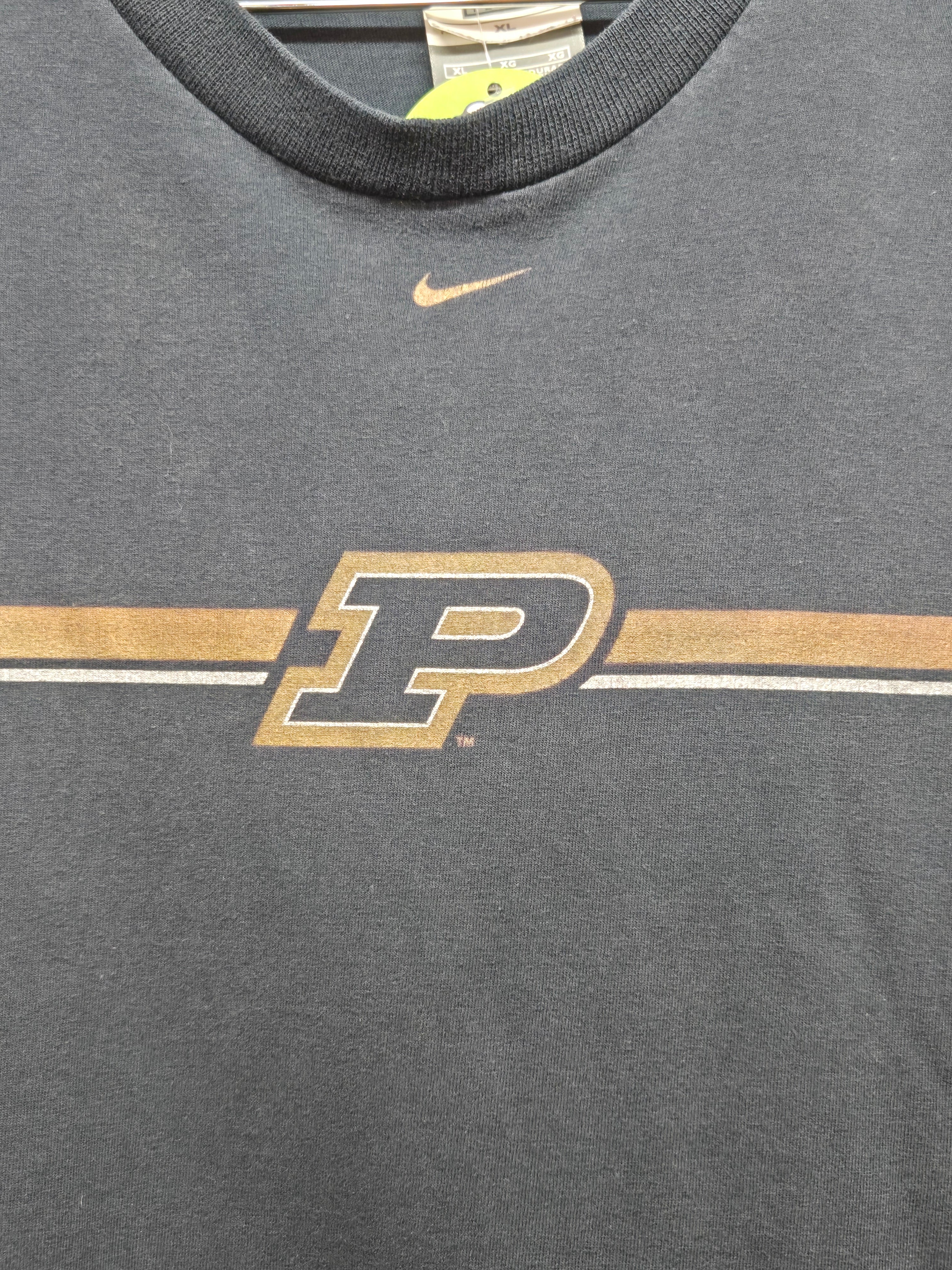 VTG Purdue Boilermakers Center Swoosh Black Long Sleeve: XL
