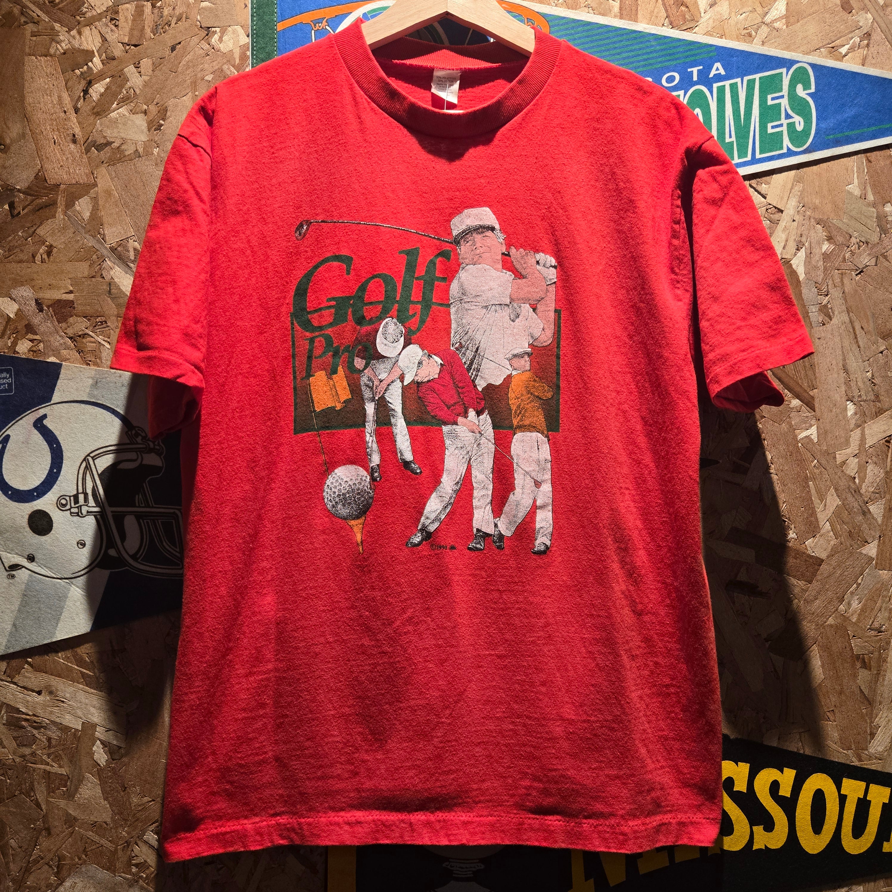VTG 1990 Golf Pro Red Graphic T-Shirt Single Stich: XL