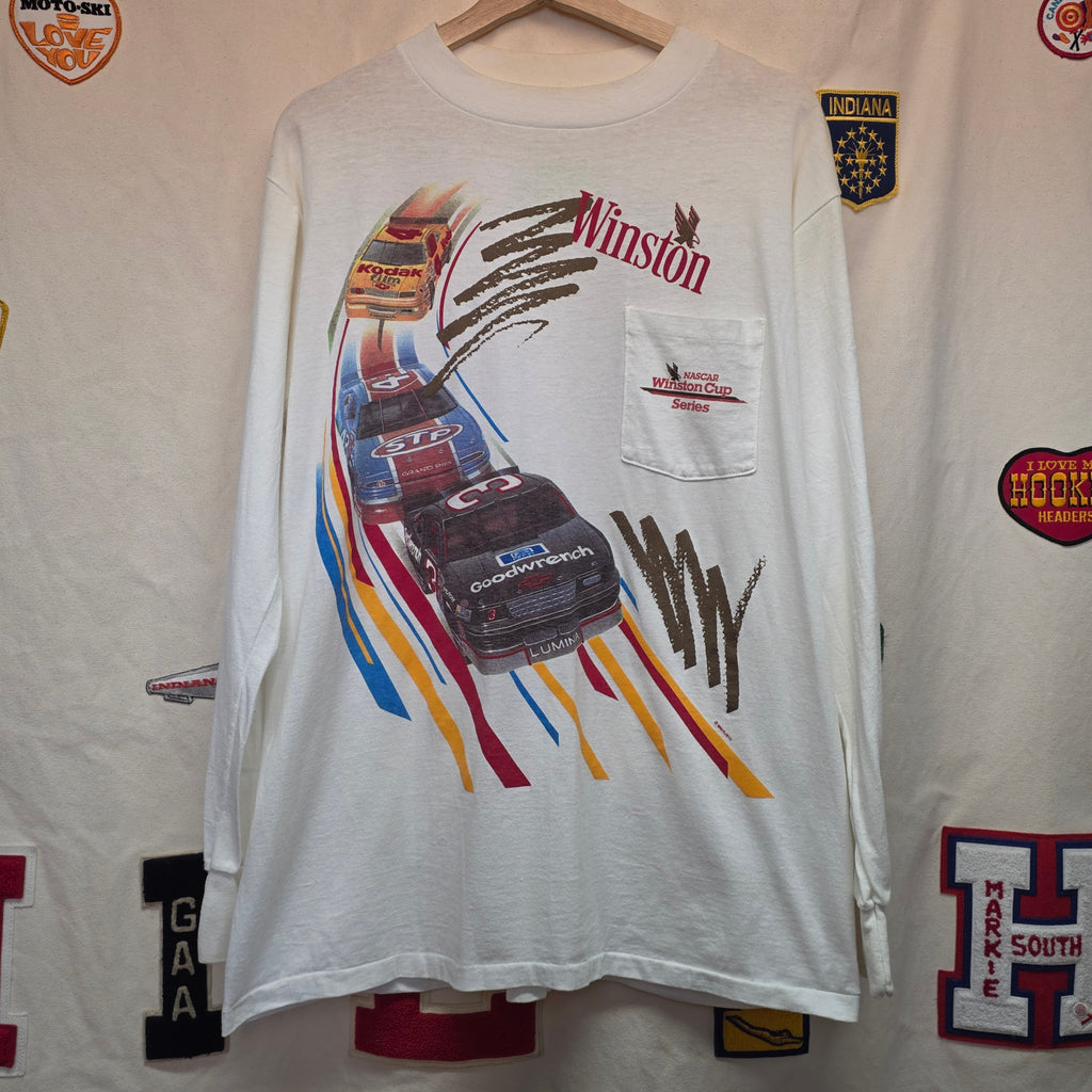 VTG Nascar Winston Cup Pocket Long Sleeve Double Sided T-Shirt: XL