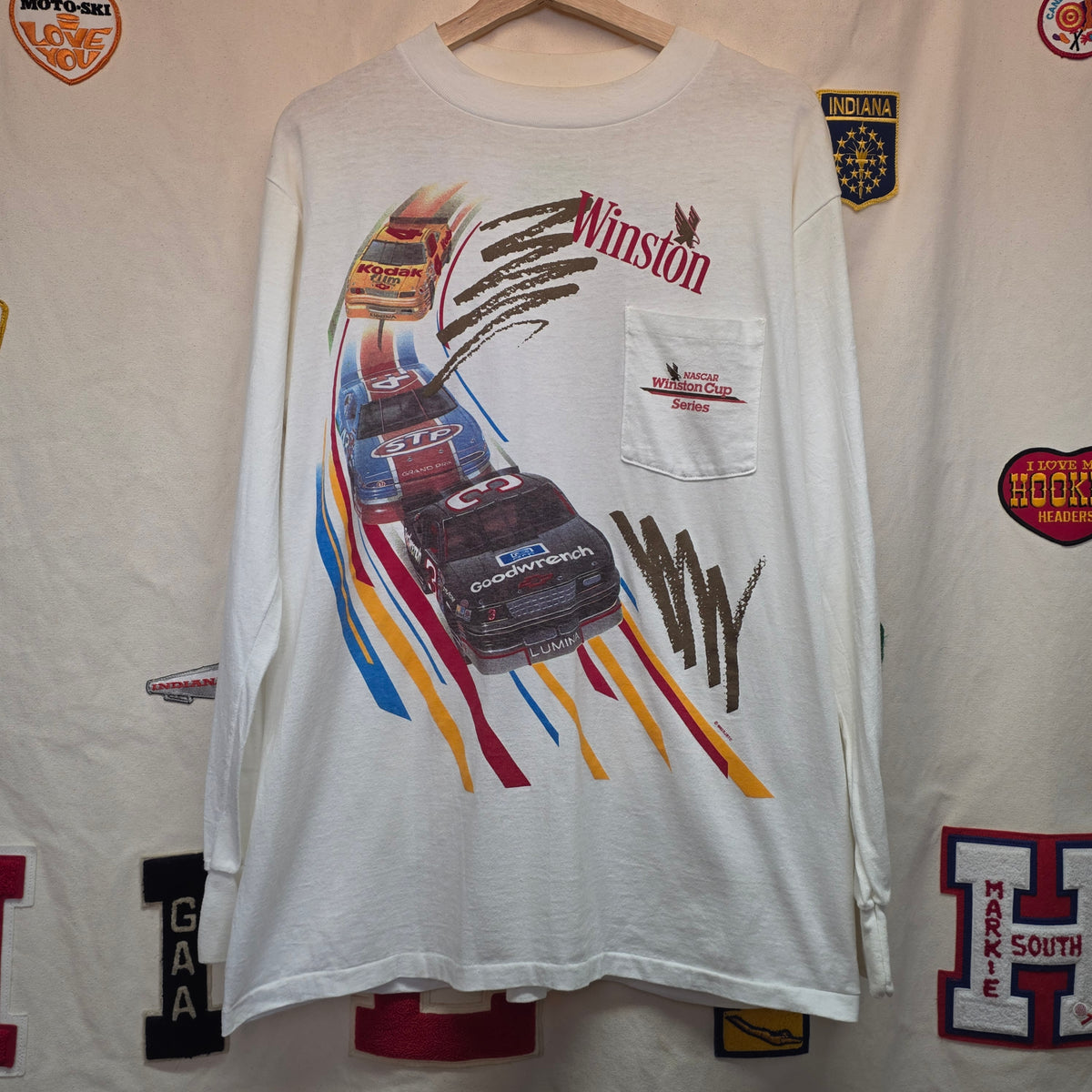 VTG Nascar Winston Cup Pocket Long Sleeve Double Sided T-Shirt: XL