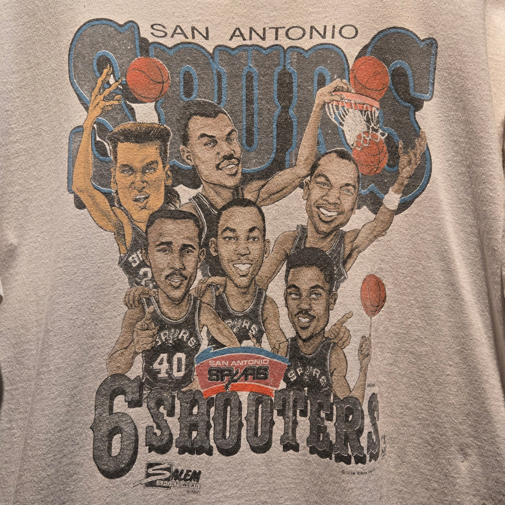 VTG 1990 San Antonio Spurs Salem Big Head White T-Shirt: XL