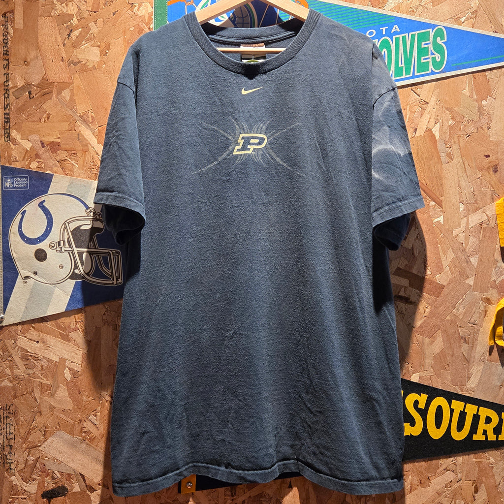 VTG Nike Purdue Boilermakers Center Swoosh T-Shirt Faded: XL